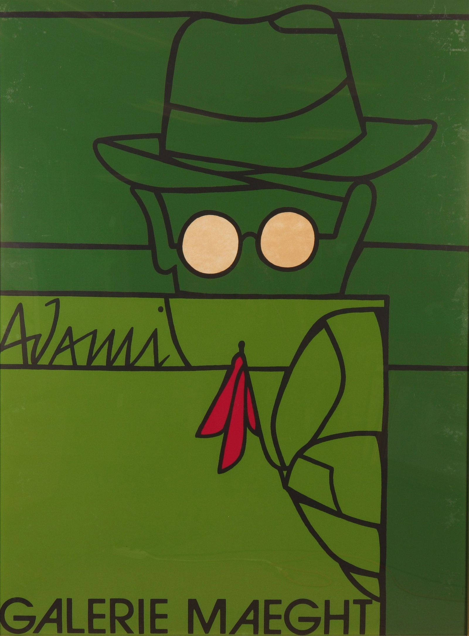 Valerio Adami Gallery Maeght Exhibition Poster: Valerio Adami Gallery Maeght Exhibition Poster Dimensions: Sight 61 1/4" H x 45 1/4" D, Framed 63 1/2" H x 47 1/4" W Property from a Park Slope Estate (DOLE610)(MS)