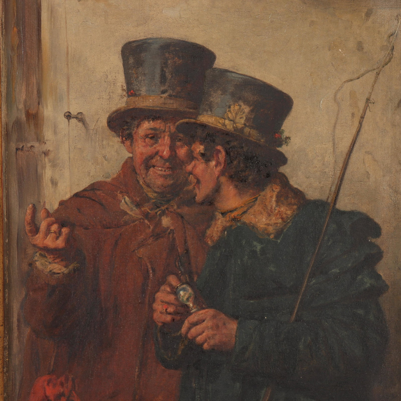 G. Hugo Kotschenreiter, 1854-1908, Coachmen, O/C: G. Hugo Kotschenreiter, 1854-1908, "2 Coachmen - The Good Story", Oil on Canvas, signed & dated (18)80 Dimensions: 11 1/2" x 9 1/4" Property from the Litchfield Estate of Tracy H. Griswold (TGLI8639)(