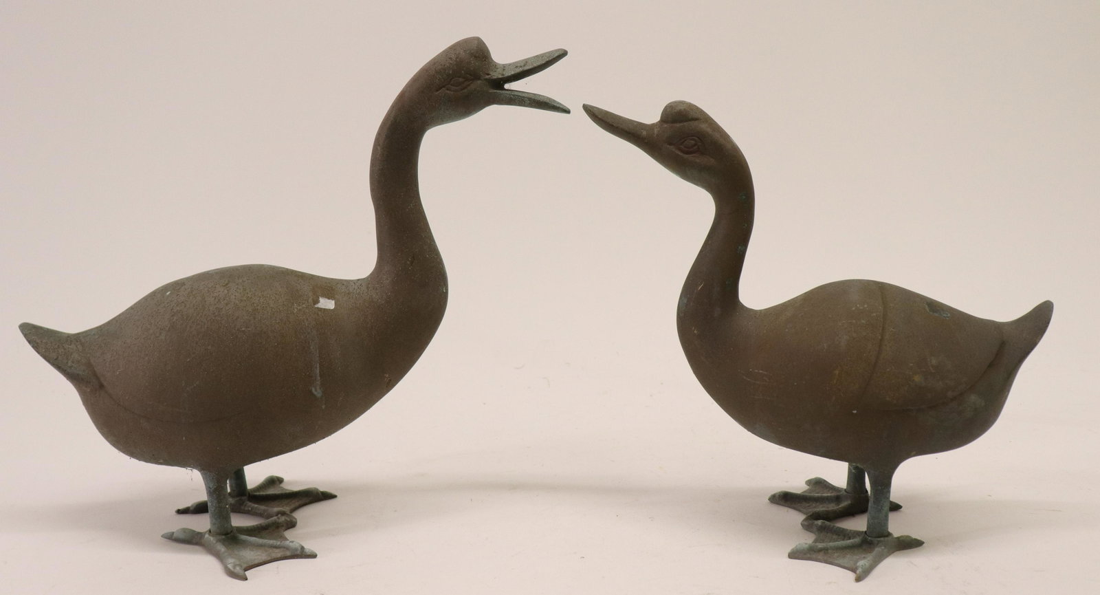 Pair Brass Duck Garden Figures: Pair Brass Duck Garden Figures Dimensions: 11 1/2" H x 13" L Property from the Litchfield Estate of Tracy H. Griswold (TGLI8546)(WT)