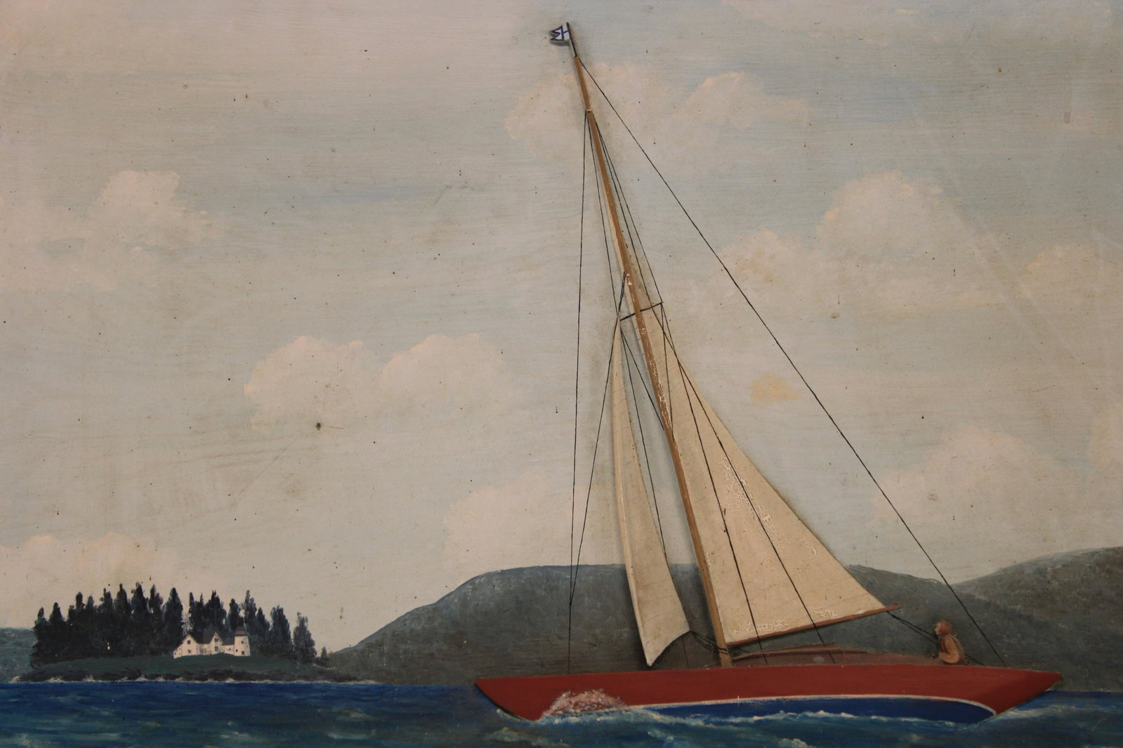 Ship Diorama, "Finnan Haddie, 1933": Ship Diorama, carved, painted "Finnan Haddie, 1933" Dimensions: Frame 19 1/2" H x 25 1/2" W Property from the Estate of C. Carter Walker Jr, Washington, CT. (CCWJ8016)(WT)