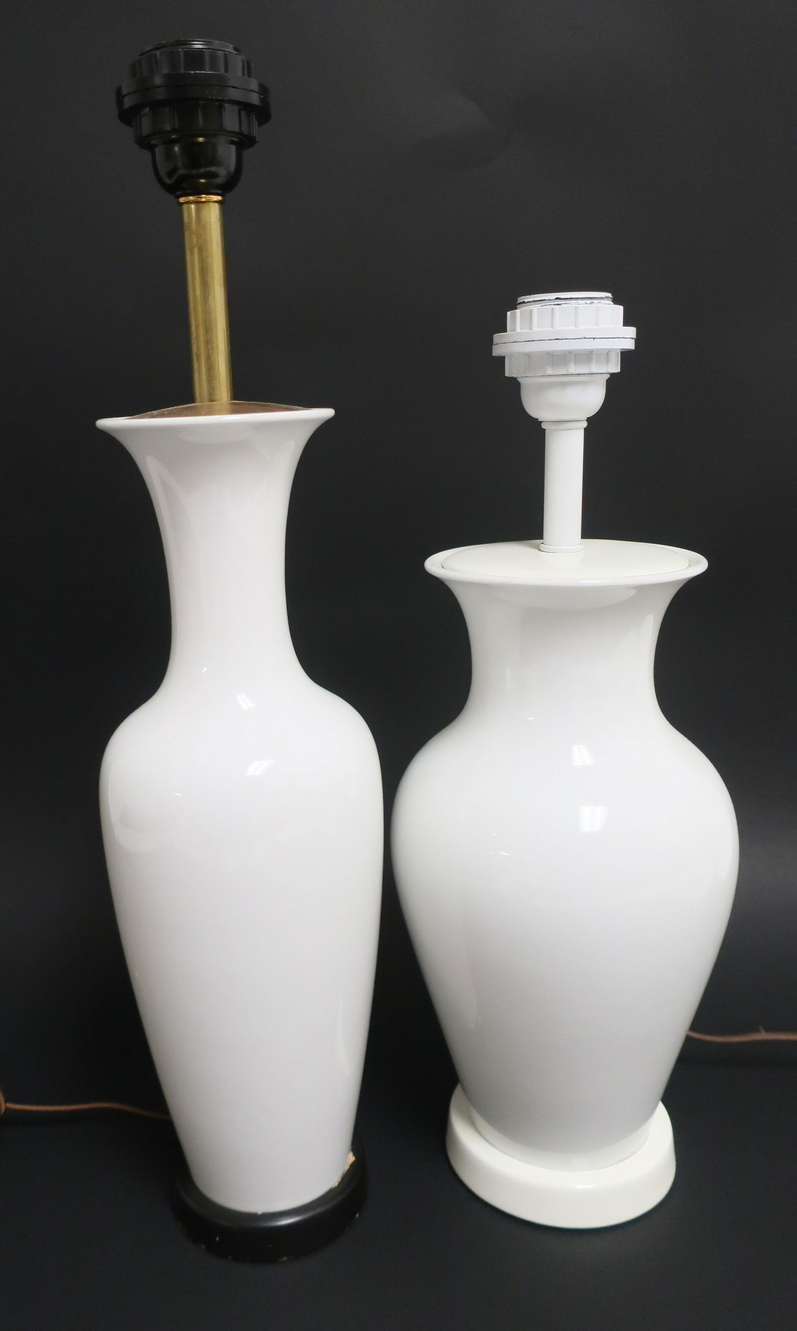 2 KPM White Porcelain Lamps: 2 KPM White Porcelain Lamps (2 pc.) NOTE: This lot is being re-offered due to nonpaying bidder Tim Housman of Palm Springs, CA. Dimensions: Larger vase 13 1/2" H Property from the Estate of an Importa