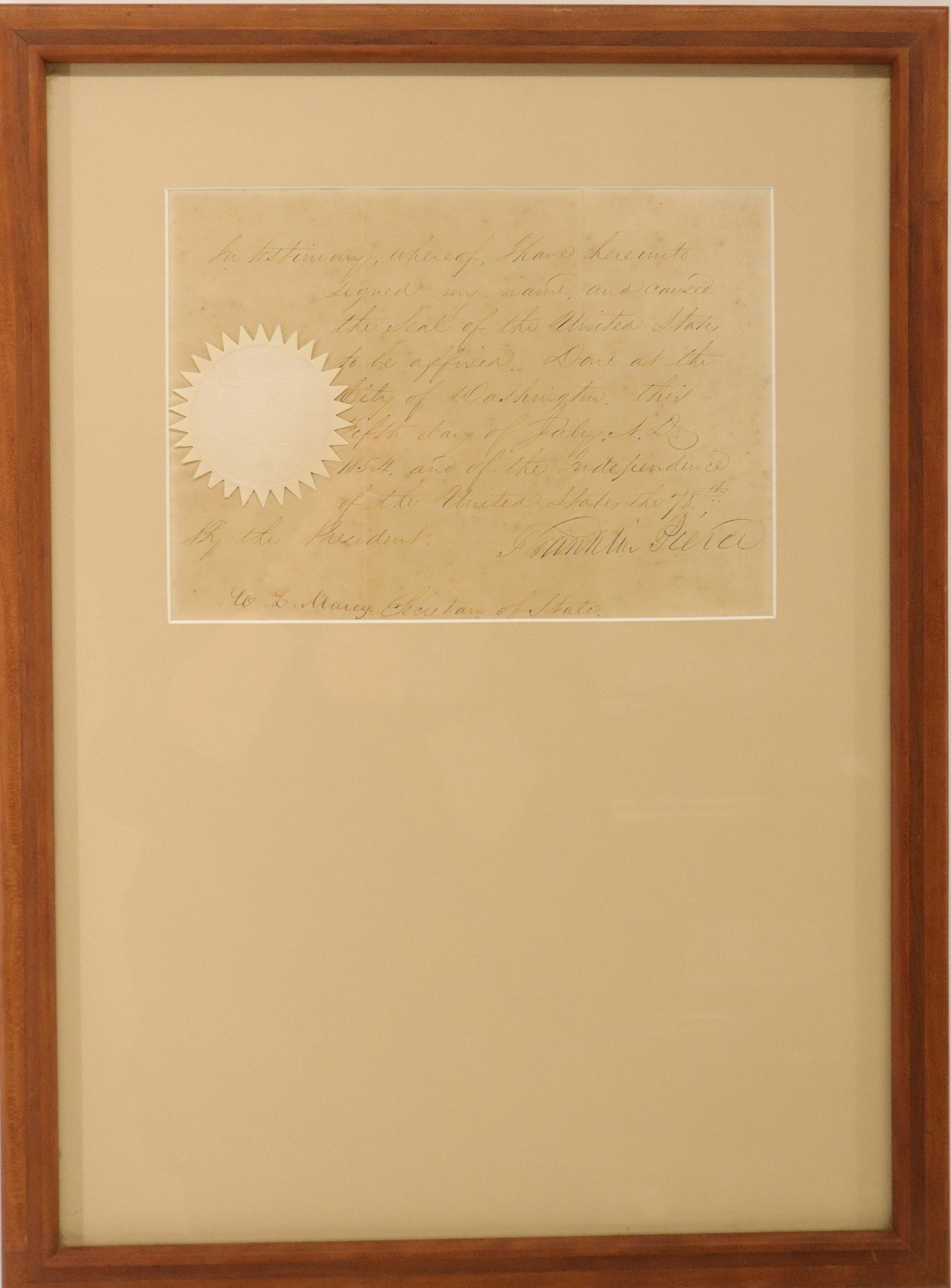 Franklin Pierce, Pardon of James Shields, 1854 (1 of 9)