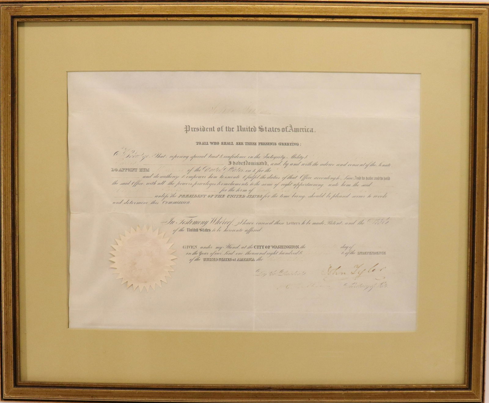 John Tyler appointment  Virgil D. Parris, 1845 (1 of 10)