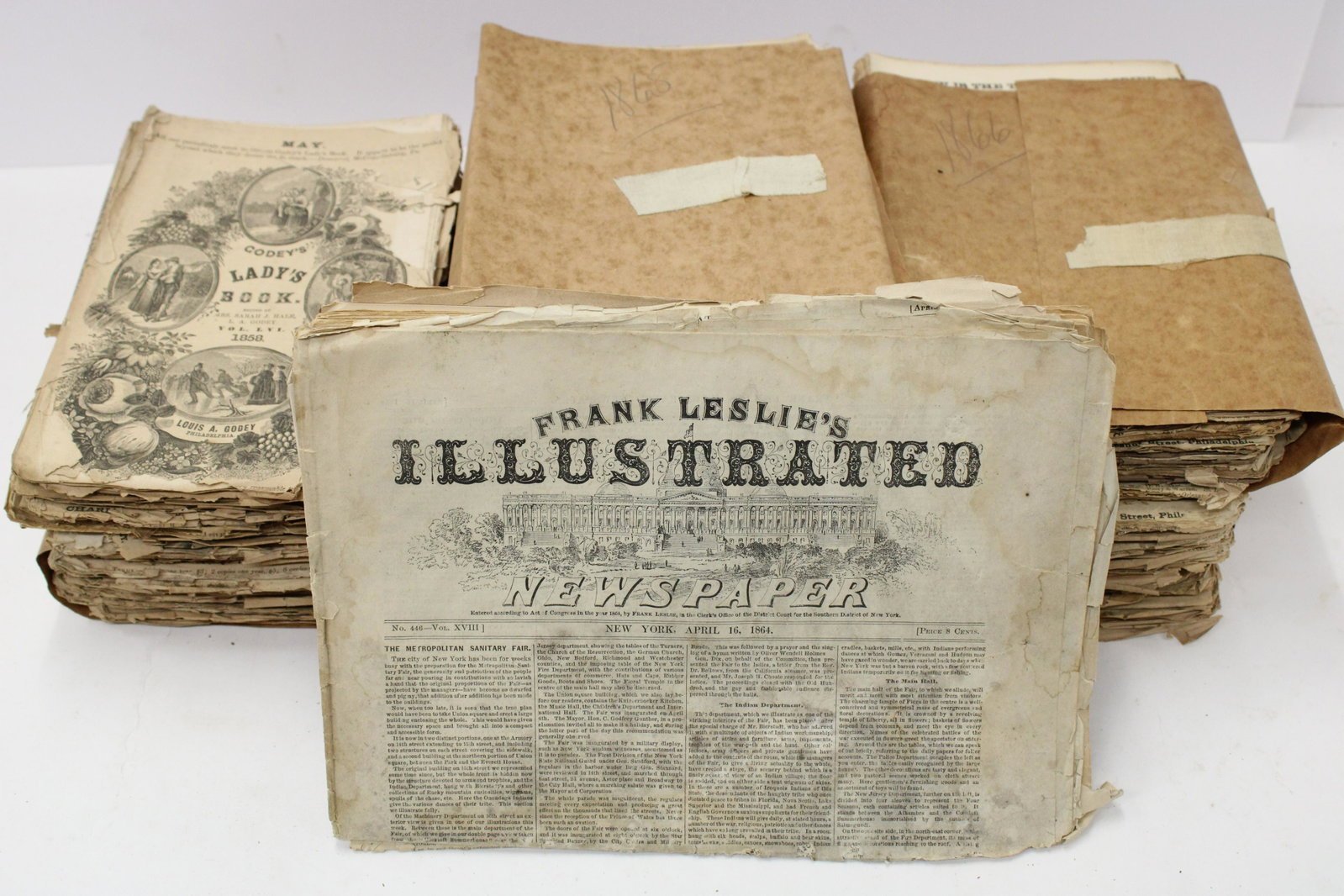 Godey's and Peterson's Ladies Books: 1860's paperback volumes collected. 7" x 10" inches Property from a Brooklyn collector (SHER10118/Lot)(GO)
