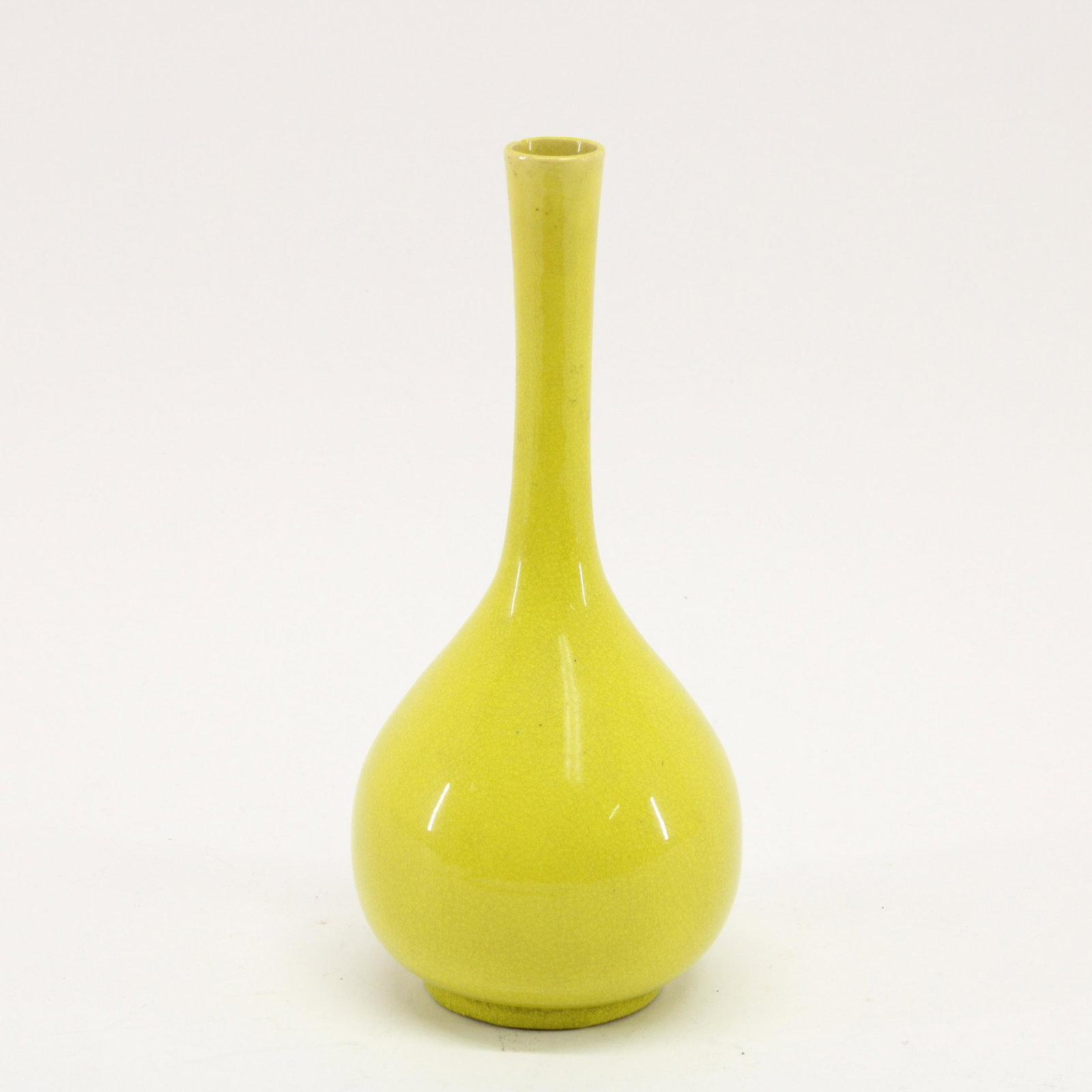 Asian Vase: yellow greenish tinted glaze Dimensions: 9 3/4 x 4 3/4 Proeprty from a Kent, Connecticut home (QBRA9174)(MM)