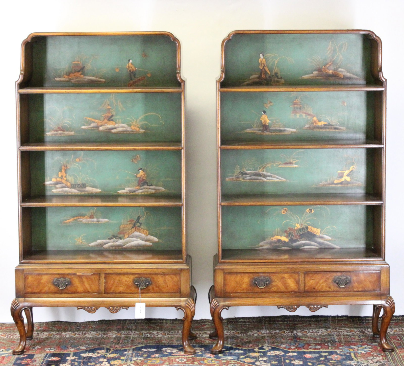 Pr G III Style Chinoiserie Dwarf Bookcases: Pair George III Style Chinoiserie Decorative Dwarf Bookcases Dimensions: 60" H x 31" W x 13" D Property from the Estate of Jack Richmond being auctioned to benefit Prime Time House, offering hope, cho