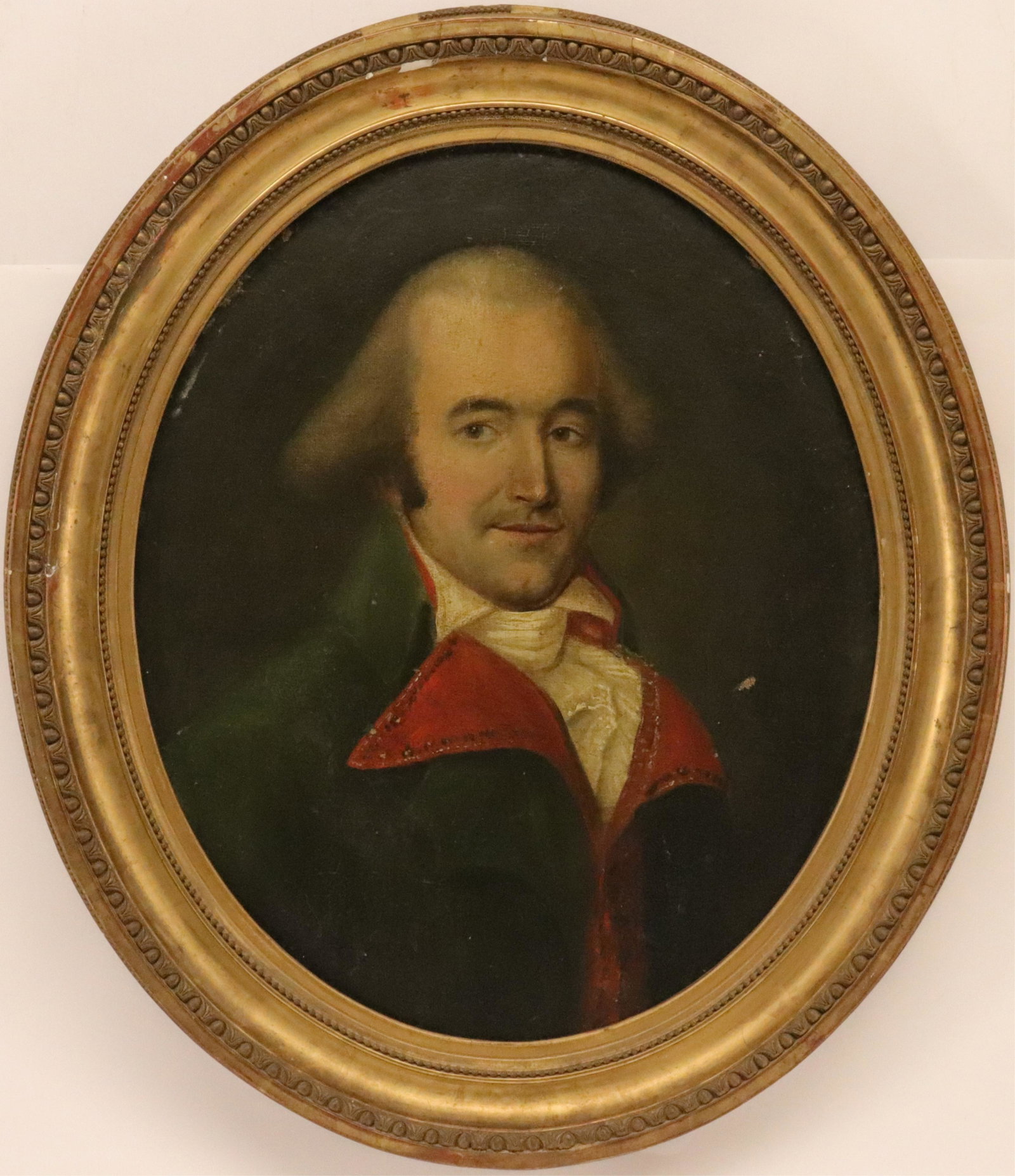 Portrait, Pierre Victurnien Vergniaud, 1753-1793: Portrait of Pierre Victurnien Vergniaud, 1753-1793, Oil on Canvas, mounted on board, unsigned, inscription verso. Note: Vergniaud was a French lawyer, statesman and a figure of the French Revolution. 