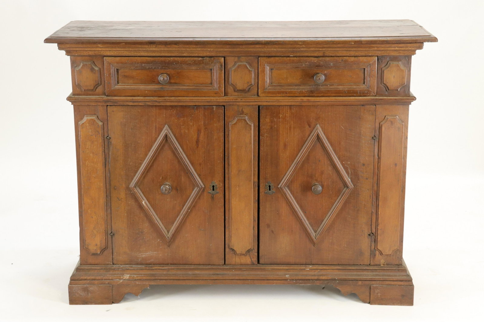 Italian Baroque Side Cabinet: Italian Baroque Side Cabinet, walnut, acquired from Louis Joseph in 1971 (RIJO2367)(WT) Dimensions: 36" H x 48" L x 18" D Property From the Estate of Richard I Johnson (1925-2020), Chestnut Hill, Mass