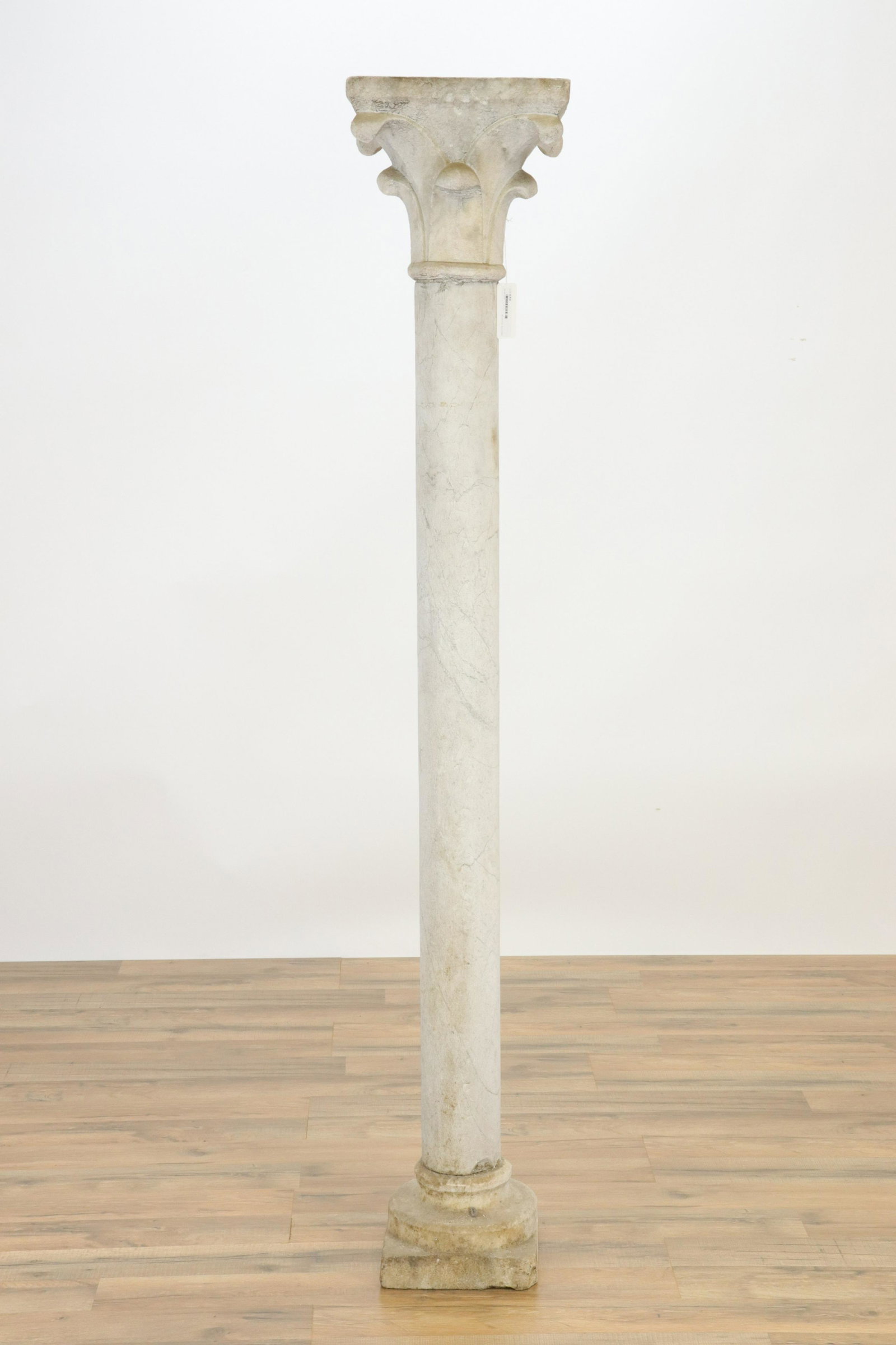 Medieval Style Limestone Column + Fragments: Medieval Style Limestone Column & fragments of another column (RIJO659/lot)(MS) Dimensions: 64" H Property From the Estate of Richard I Johnson (1925-2020), Chestnut Hill, Massachusetts. Mr. Johnson's