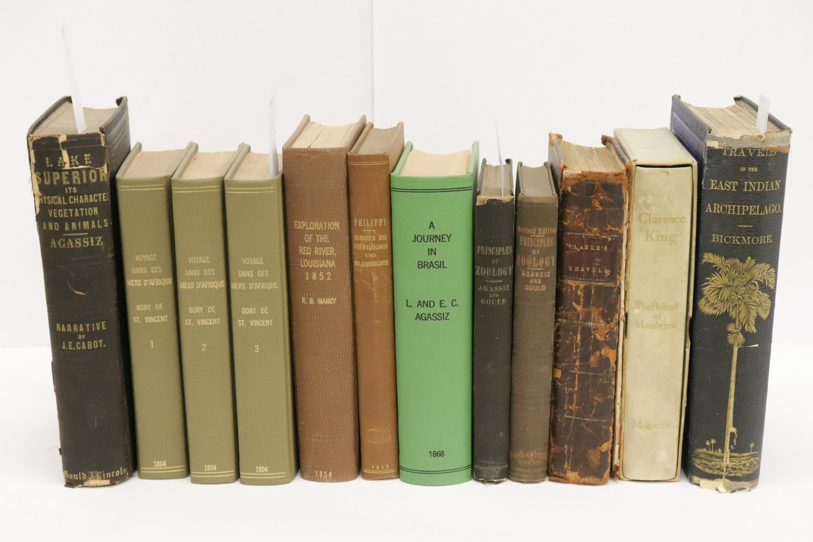 Agassiz & Cabot. Lake Superior & 11 others: L. Agassiz & J. Elliot Cabot. Lake Superior: its physical character. Boston: 1850. Octavo. Plates. Original cloth (spine damaged). Provenance: inscribed by Ida Agassiz Higginson to her great nephew. A