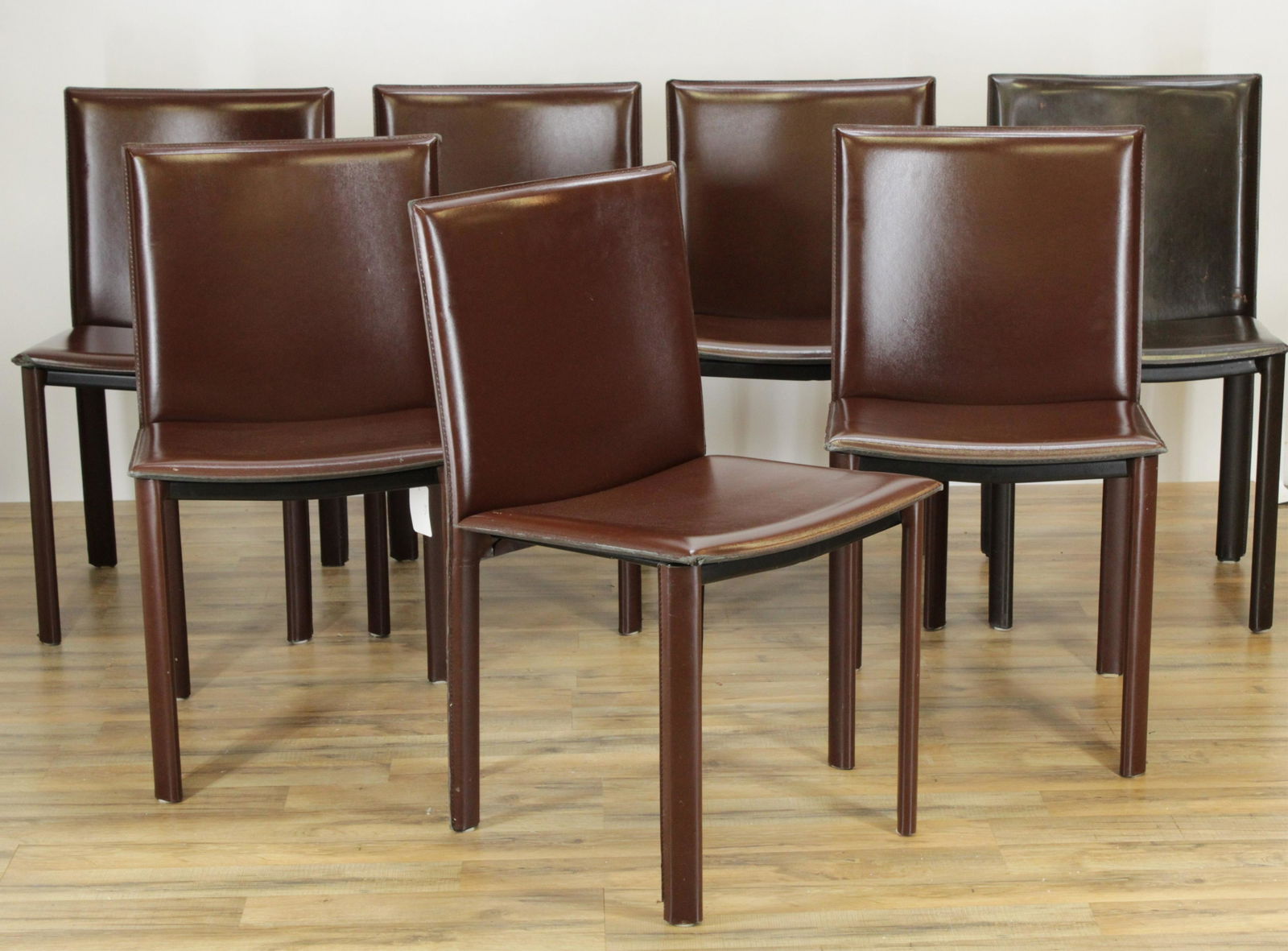 6 Filippo Sibau Burgundy Leather Dining Chairs (1 of 10)