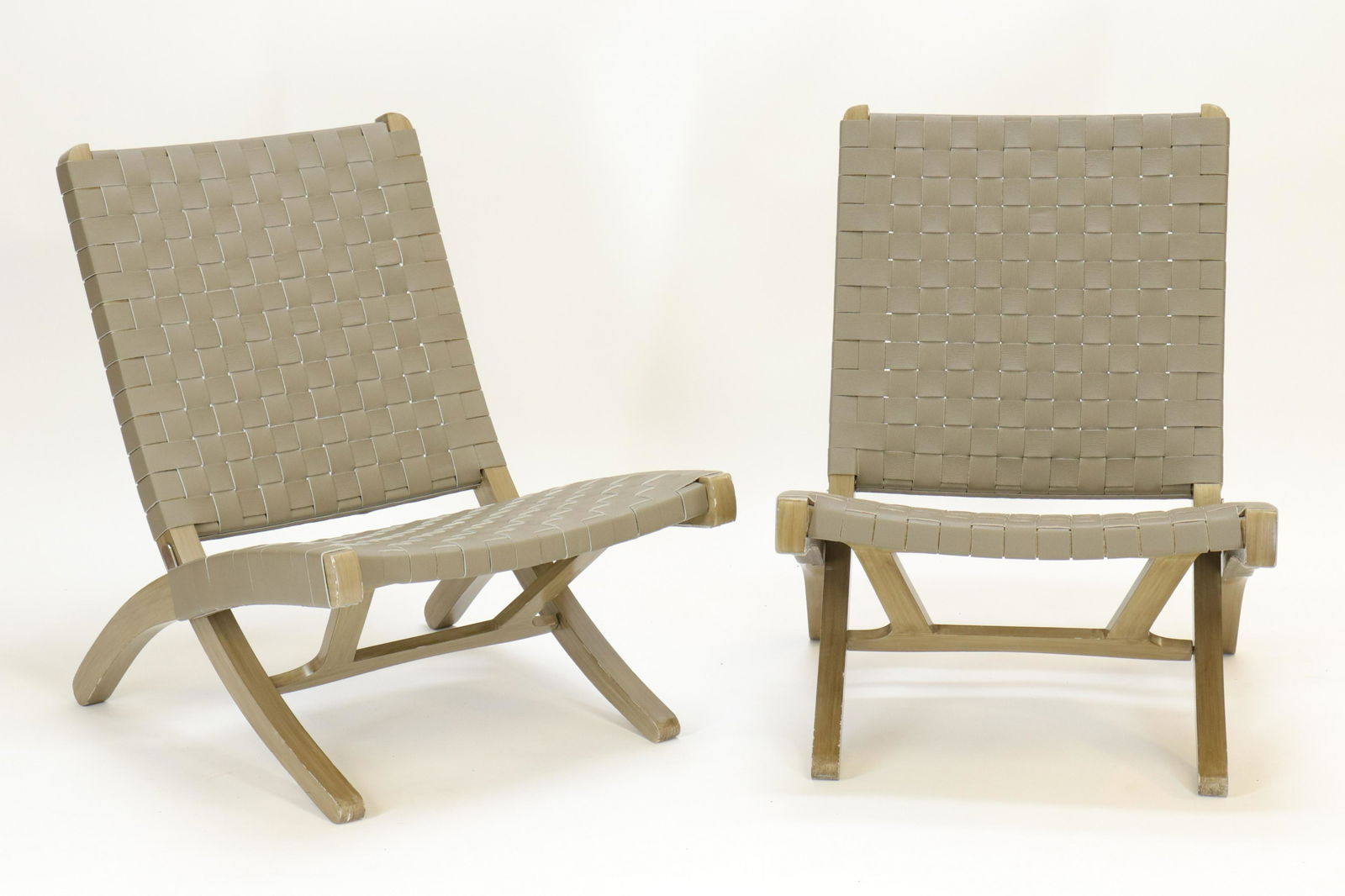 Pr Contemporary Green/Leather Folding Chairs (1 of 4)