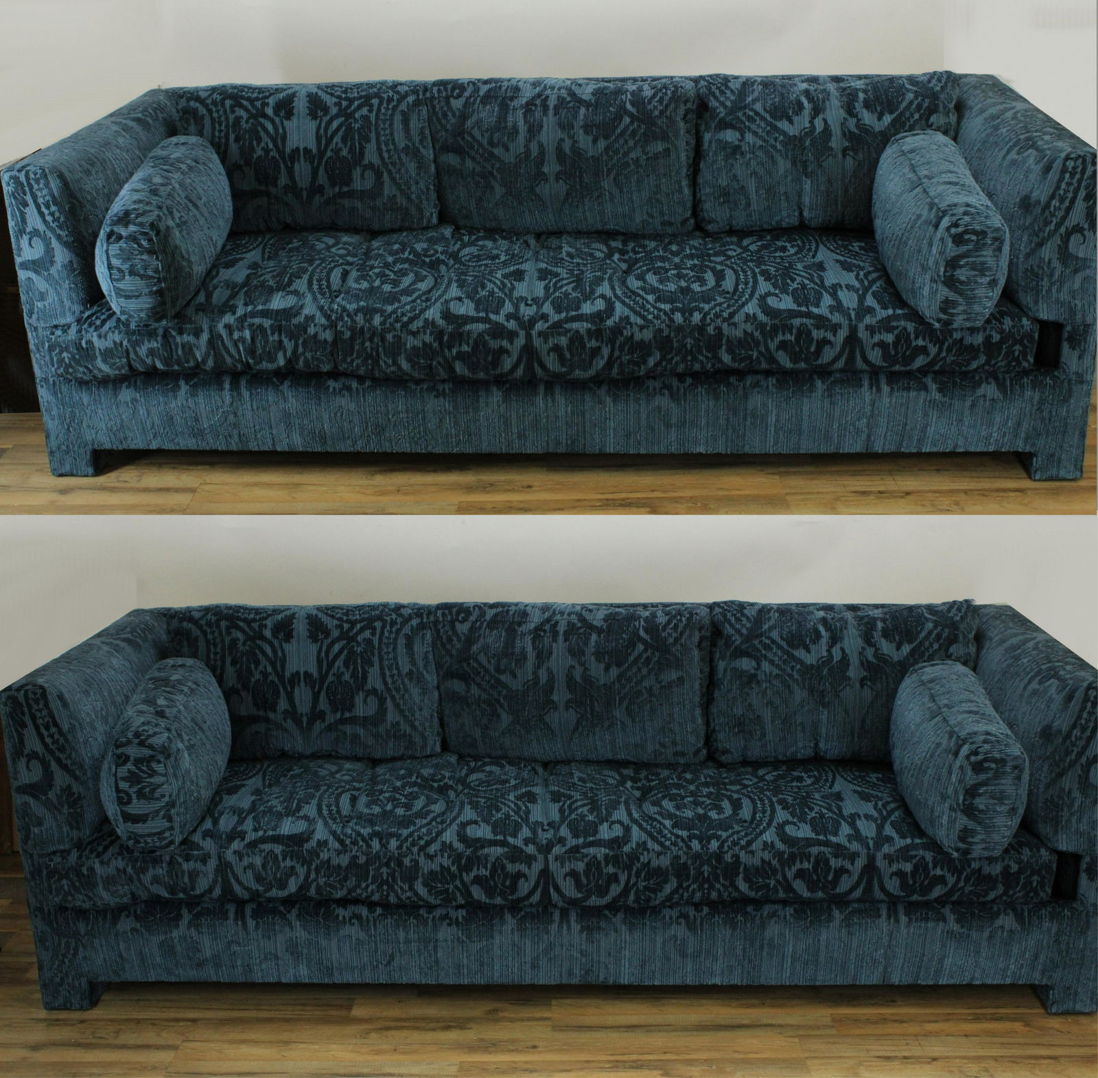Pr. Modern Sofas Cut Velvet Upholstery (1 of 6)