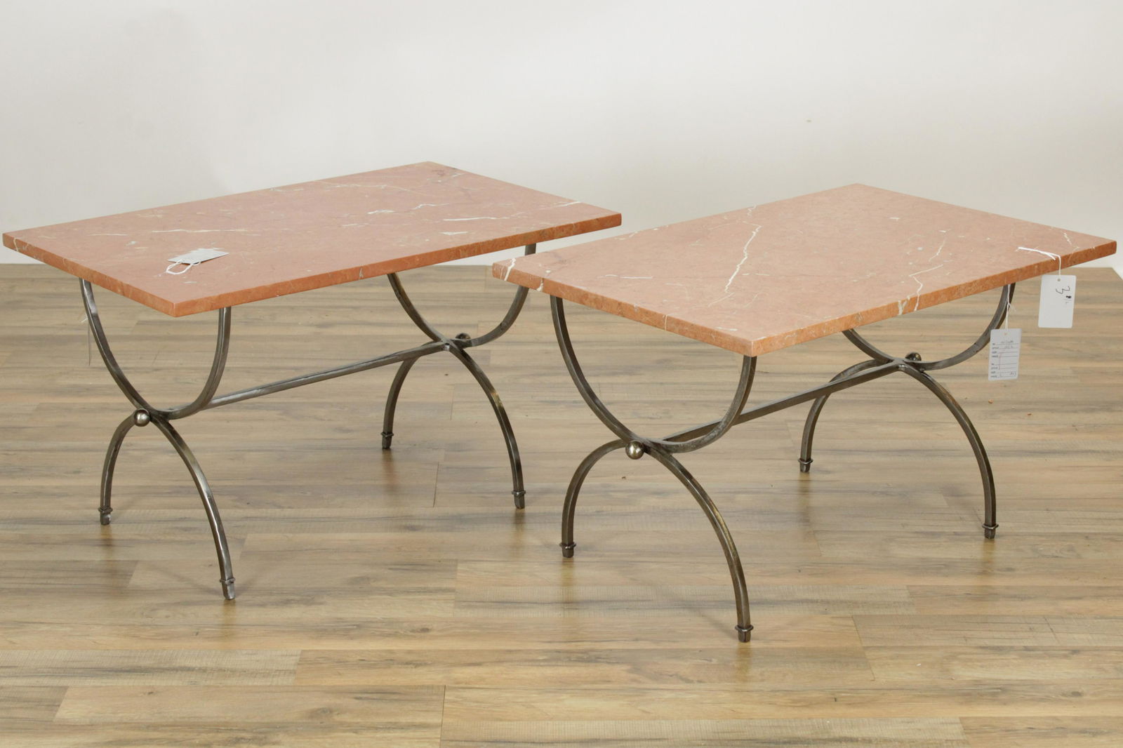 Pair Neo Classic Curule Form Metal Side Tables (1 of 3)