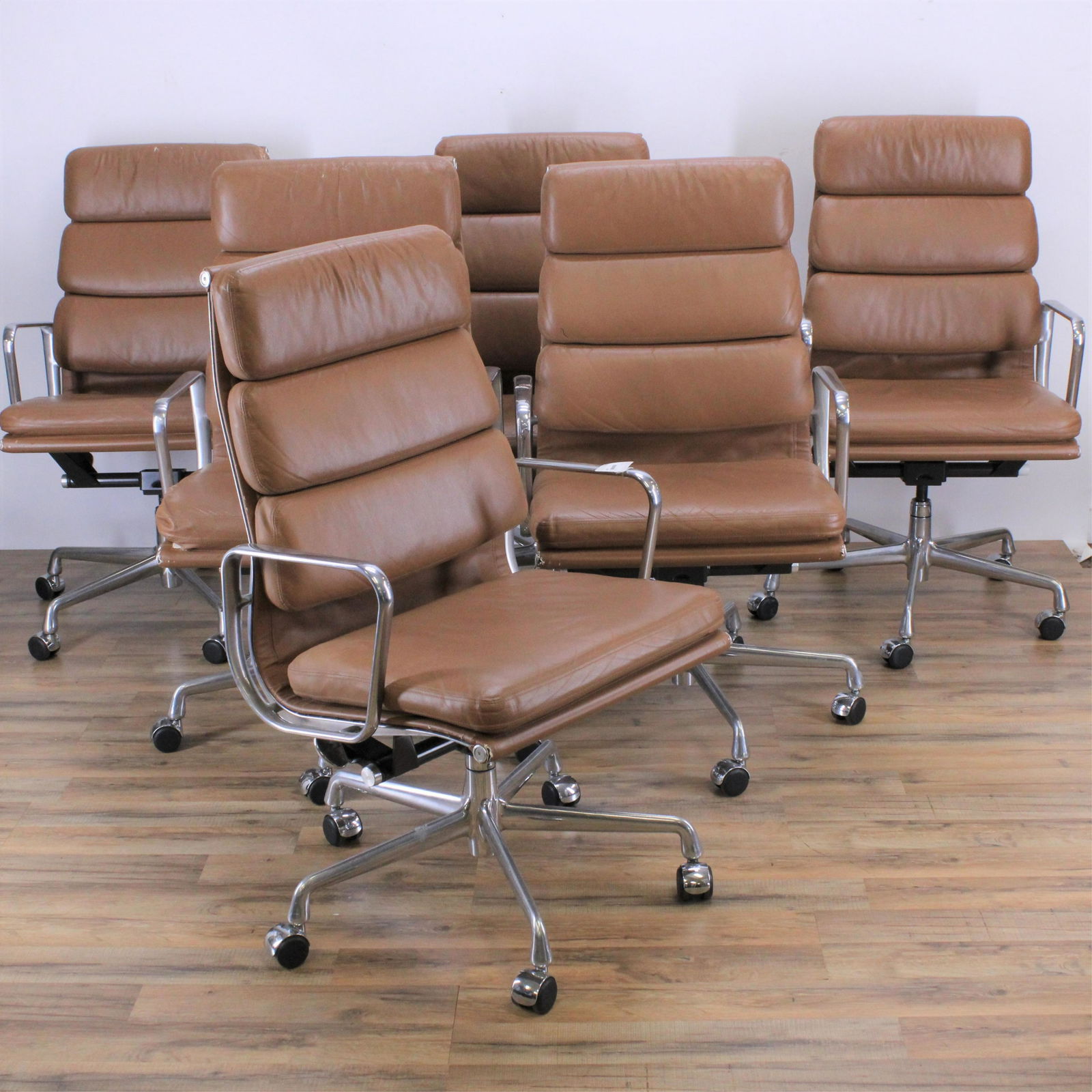 Set of 6 Eames Leather Executive Chairs (1 of 9)