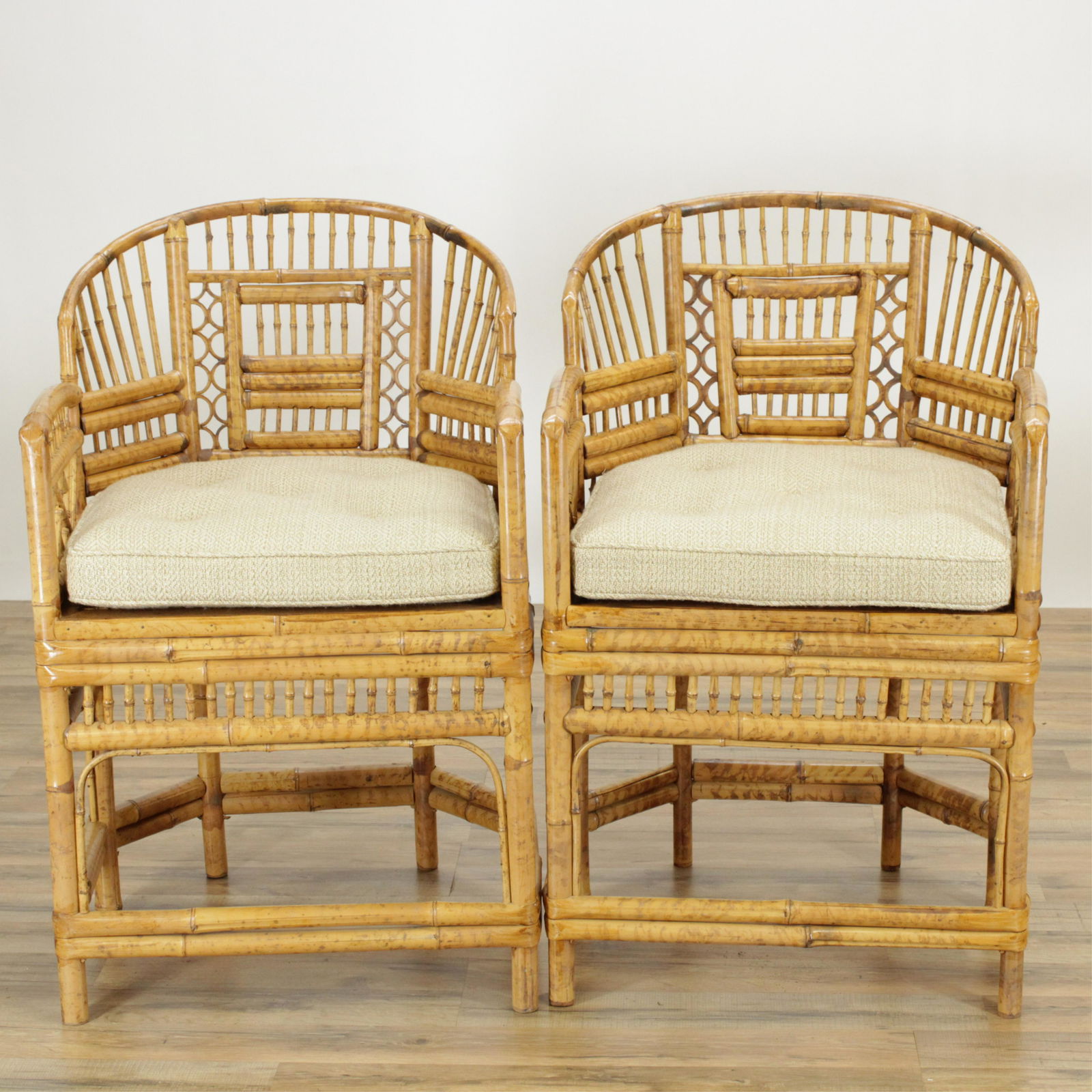 Pr. Brighton Pavilion Style Bamboo Armchairs (1 of 5)