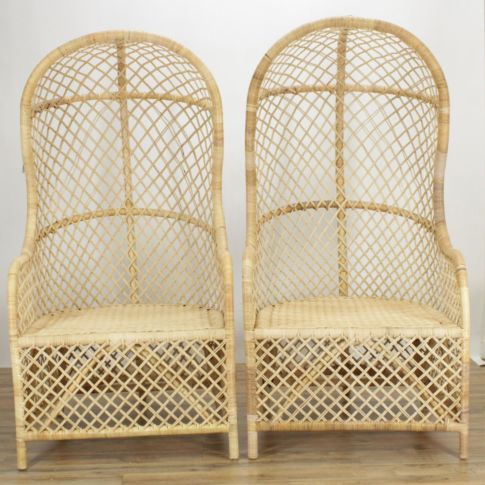 Pair of Wicker Porter's Chairs & Ottoman (1 of 5)