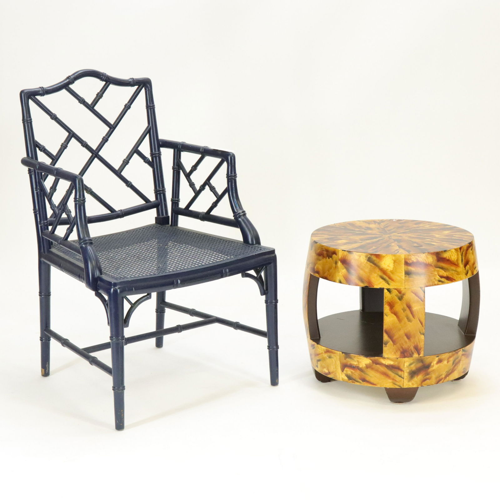Painted Cockpen Chair & Faux Tortoise Stool (1 of 5)