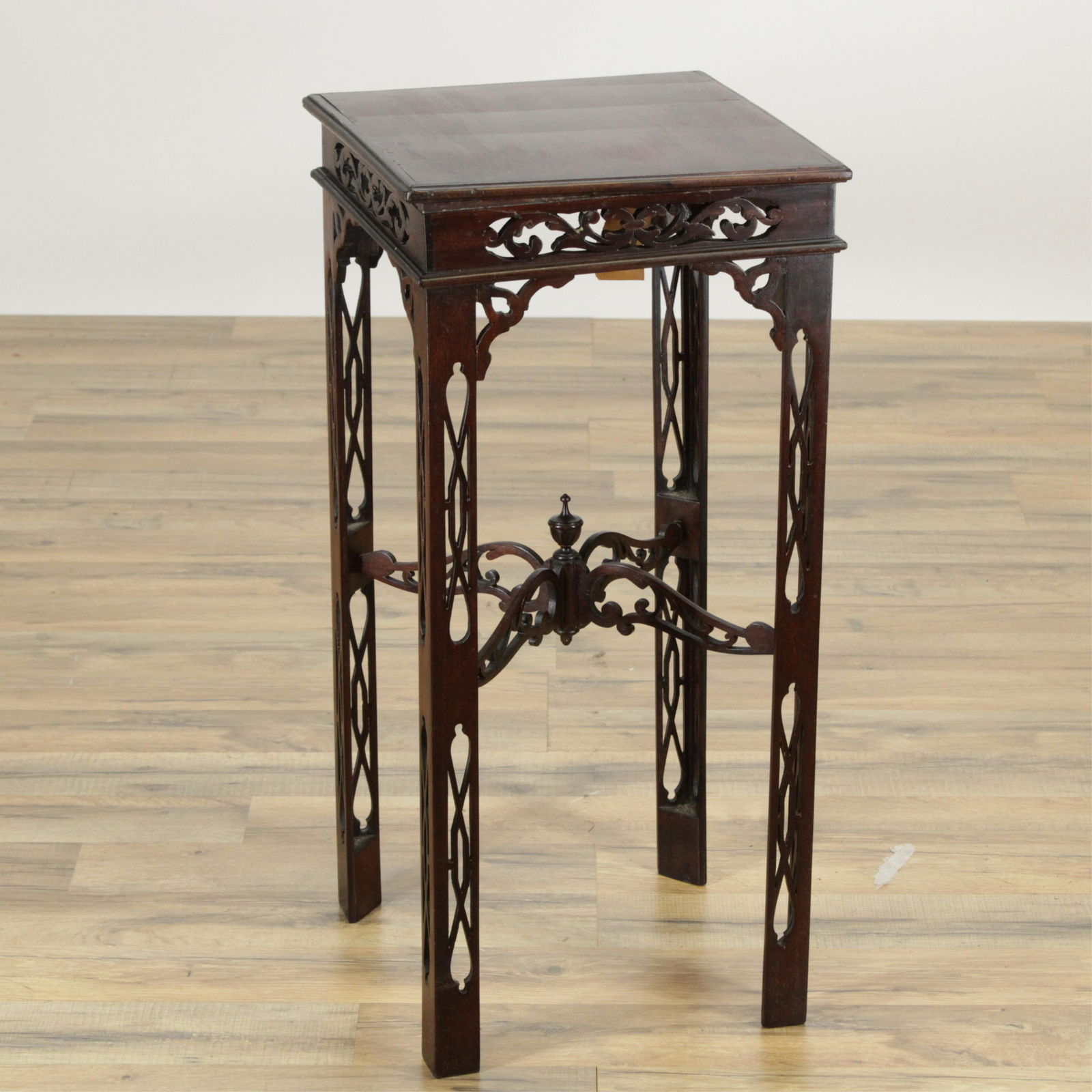 George III Style Blind Fret Mahogany Candle Stand (1 of 4)