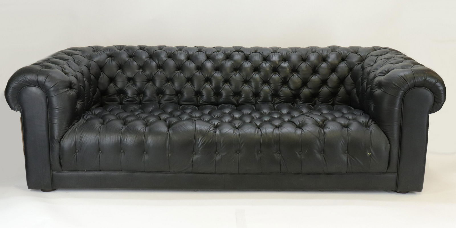 Black Leather Upholstered Chesterfield Sofa (1 of 7)