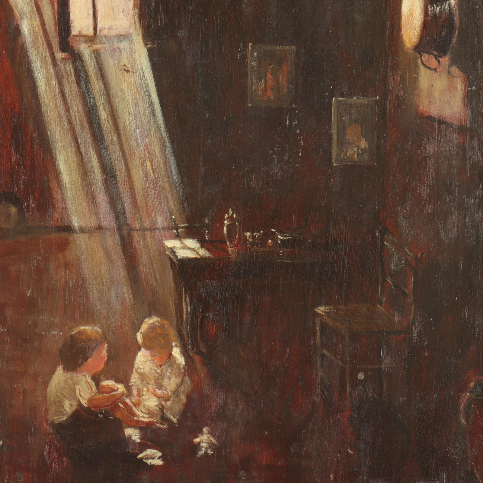 Unknown Artist - Children in Sunlit Interior, O/P (1 of 5)
