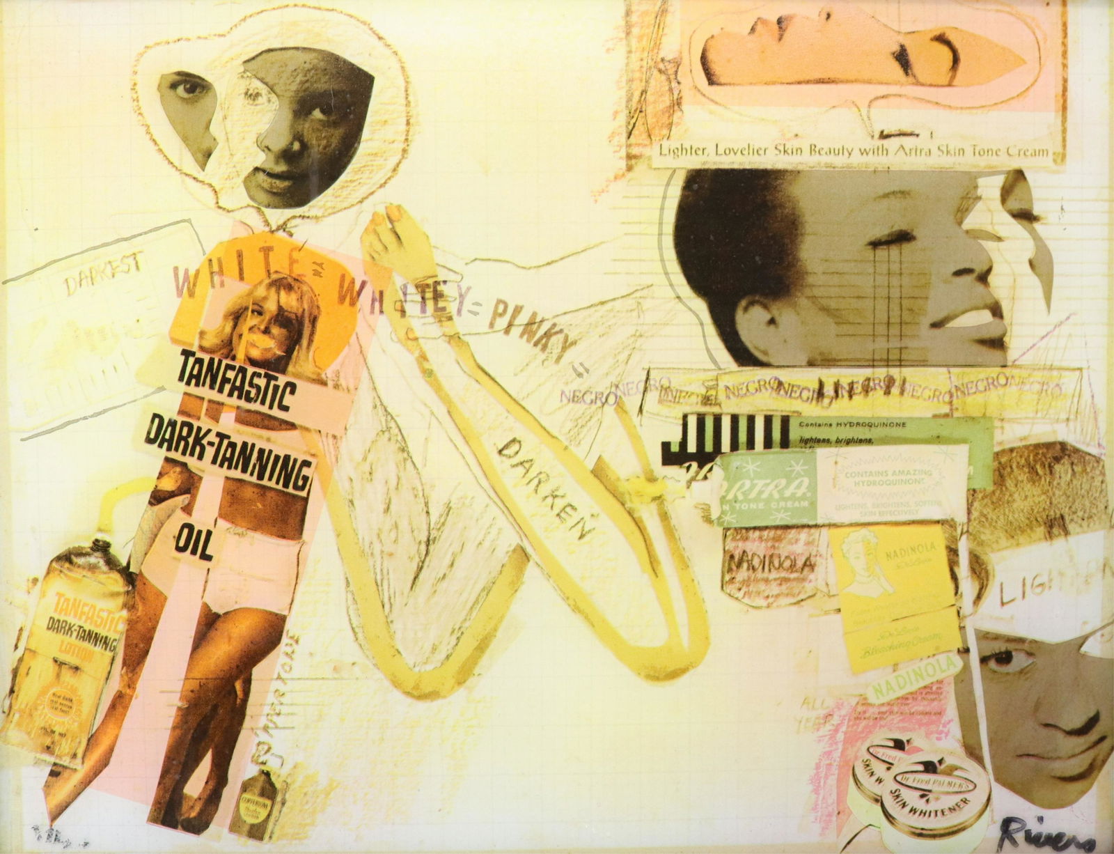 Larry Rivers - Whitey, Pinky, Darken: Larry Rivers (American, 1923 - 2002). Whitey, Pinky, Darken; multiple on plexiglass. Signed RIVERS lower right, possibly dated lower left? (KERT189)(EL) Dimensions: 17.5 x 23" framed: 19.5 x 25 Proper