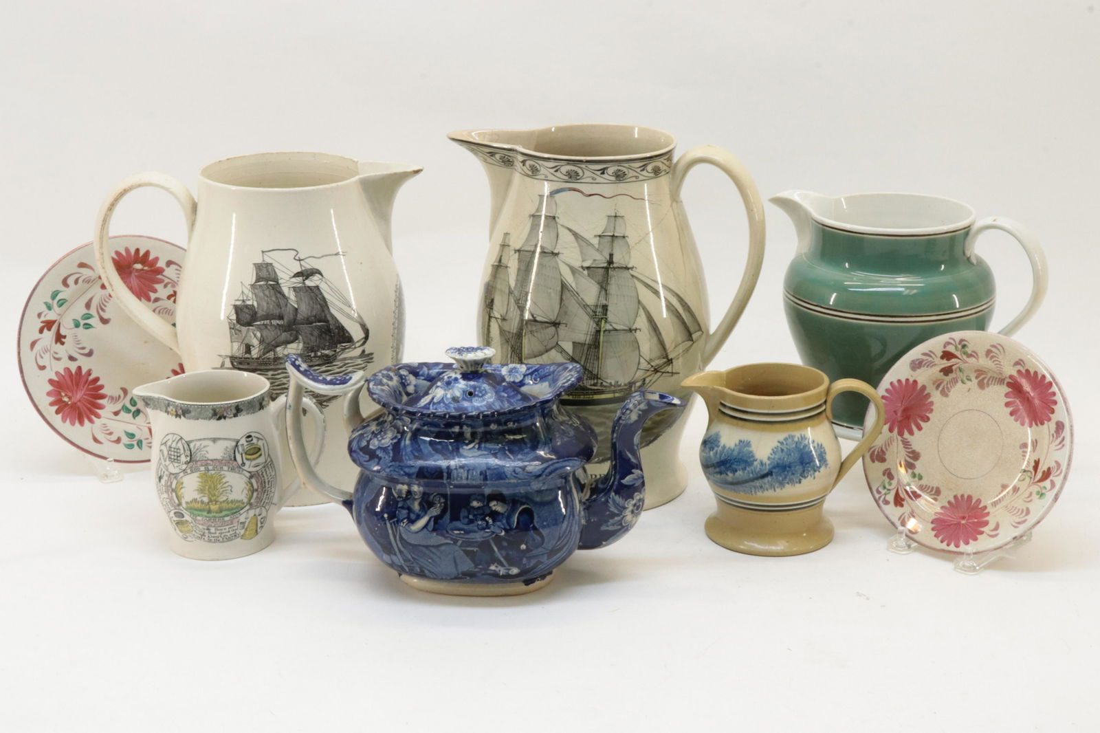 8 English Pitchers & Plates, 19th/20th C. (1 of 12)