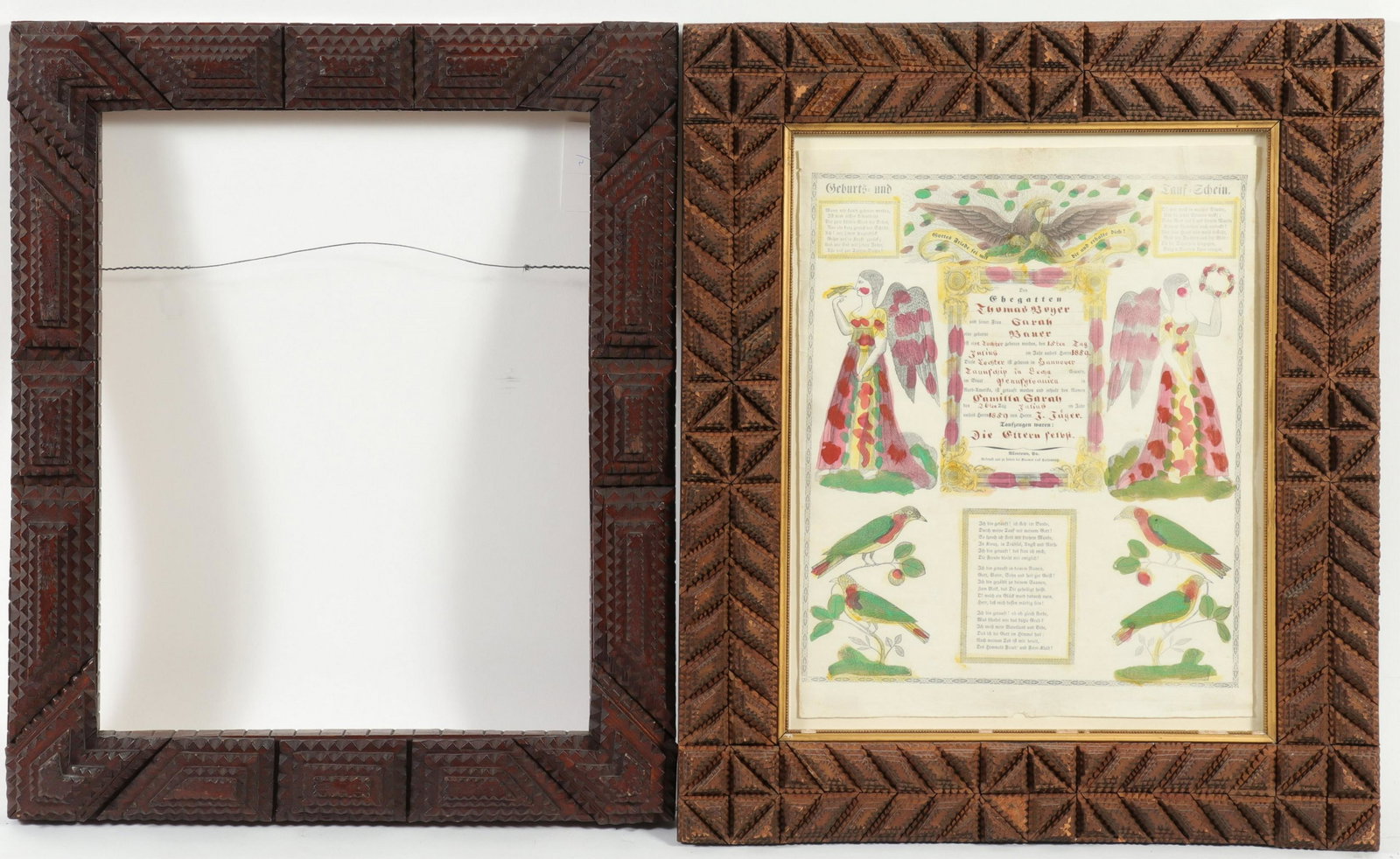 2 Folk Art Carved Wood Frames (1 of 9)