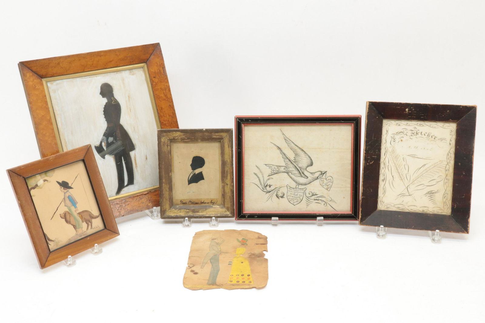 6 Primitive / Folk Art Watercolors & Pen/Ink (1 of 9)