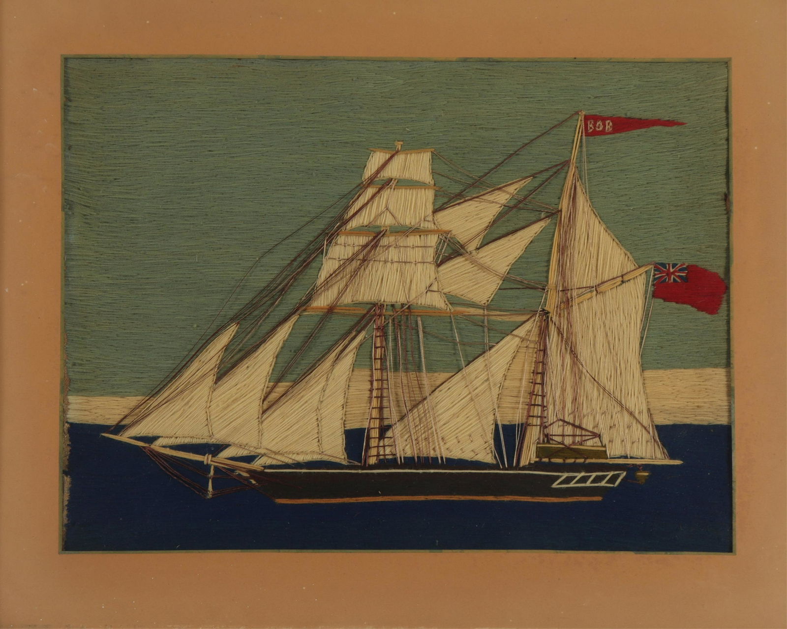 Folk Art Stitch Work - Ship with British Flag (1 of 7)