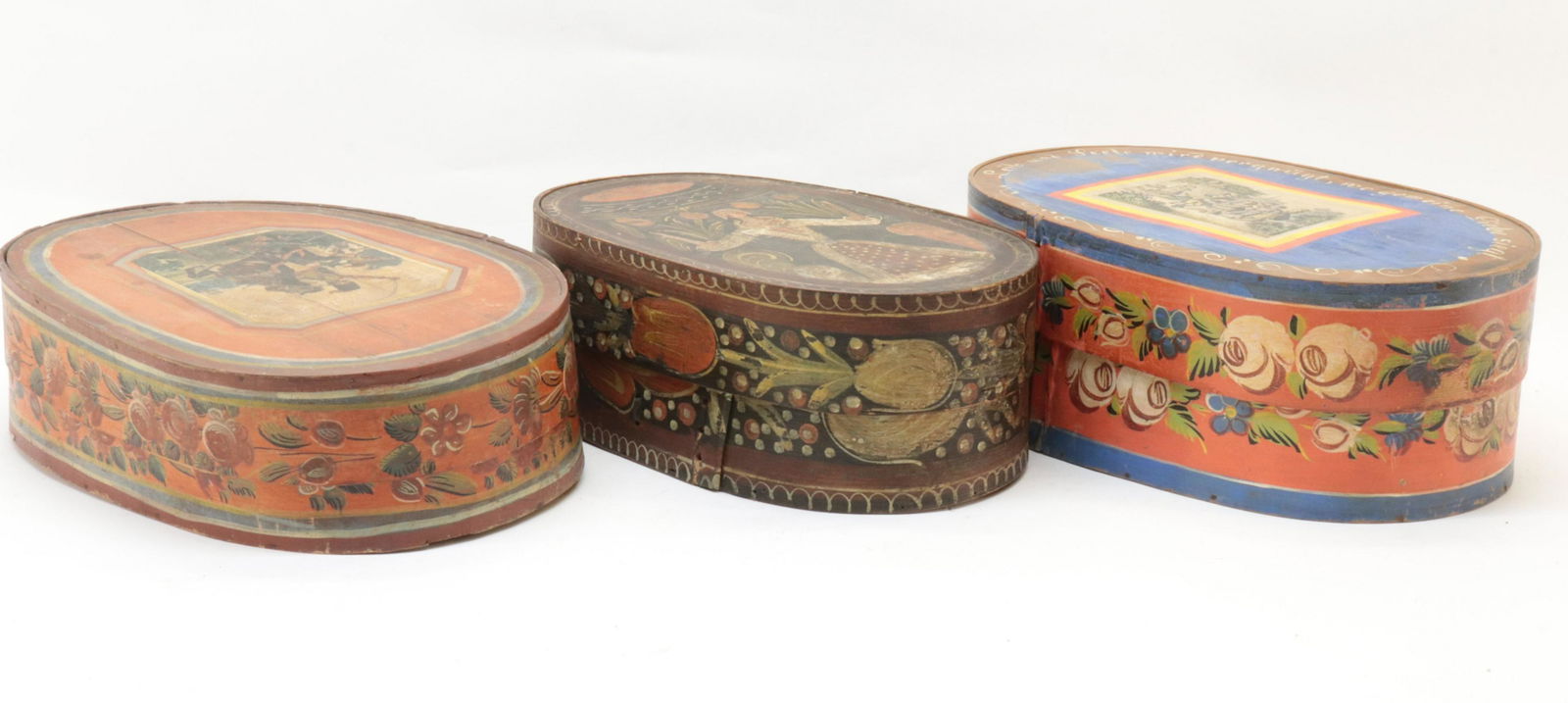 3 Oval Brides Boxes, 19th & 20th C. (1 of 5)