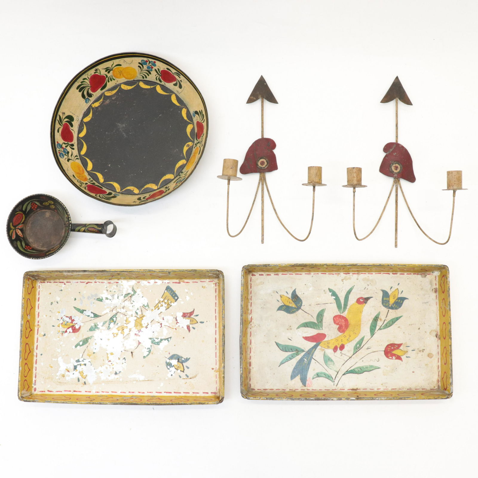 6 Folk Art Tole Pieces (1 of 5)