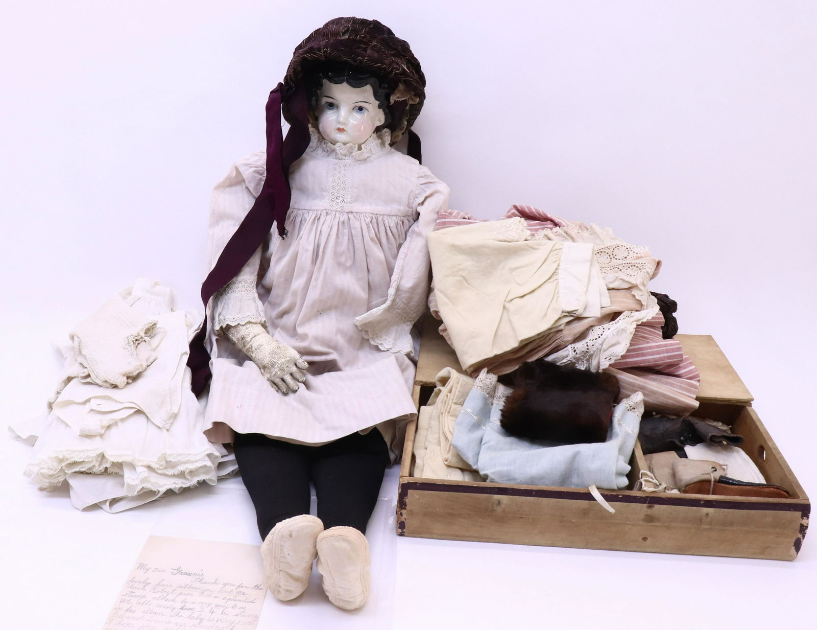 "Geraldine" Doll & Clothing, German, 19th C. (1 of 11)