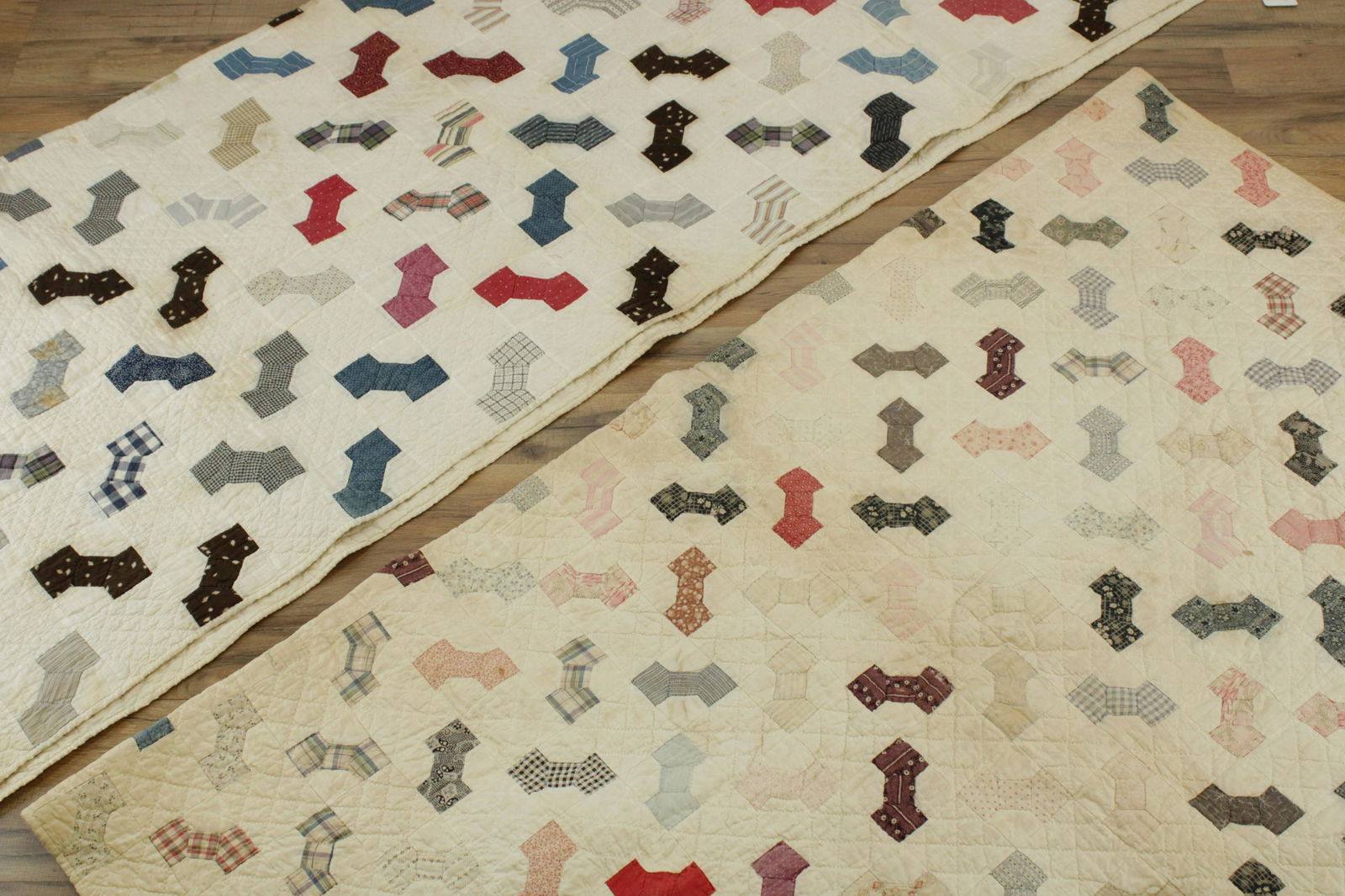 Two Vintage Quilts: "Bowties"/"Diagonal Arrows" (1 of 4)