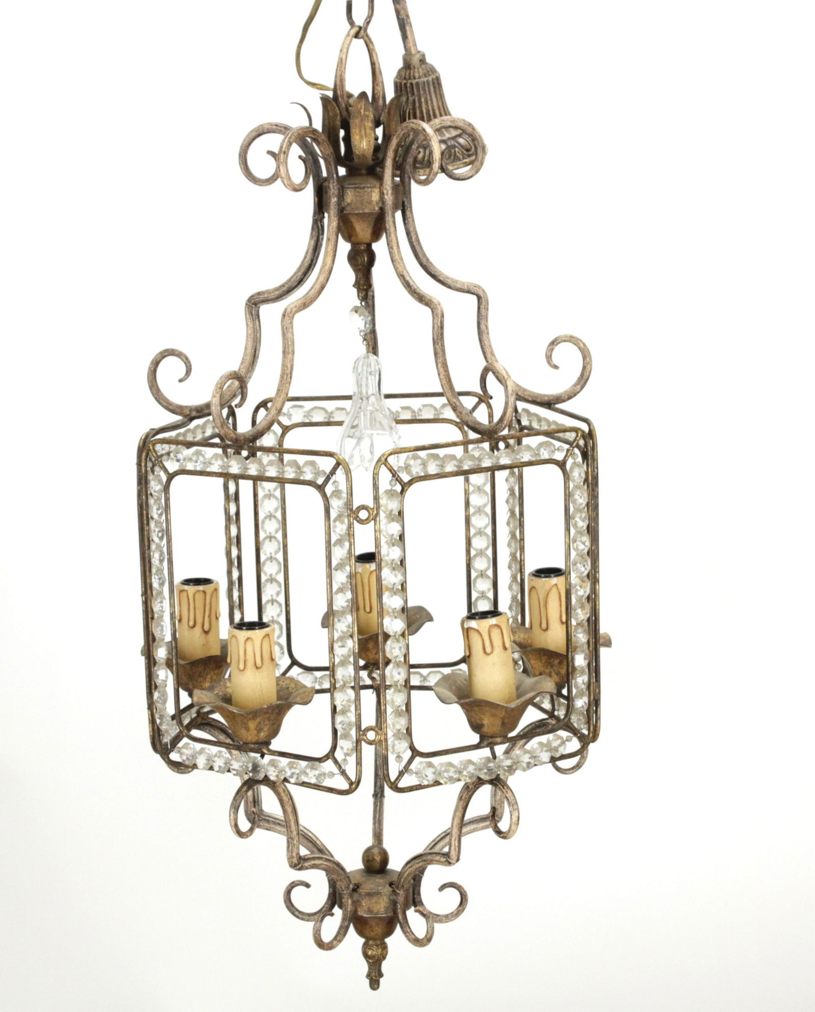 Metal/Glass Chinoiserie Style 5-Light Chandelier (1 of 5)