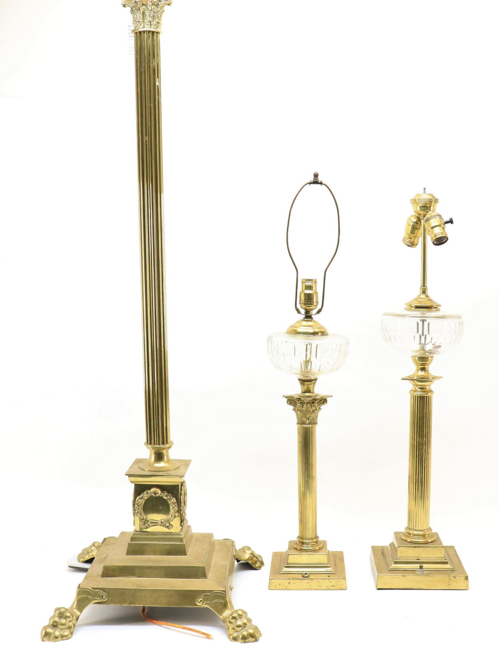 3 Brass Lamps, likely English (1 of 7)