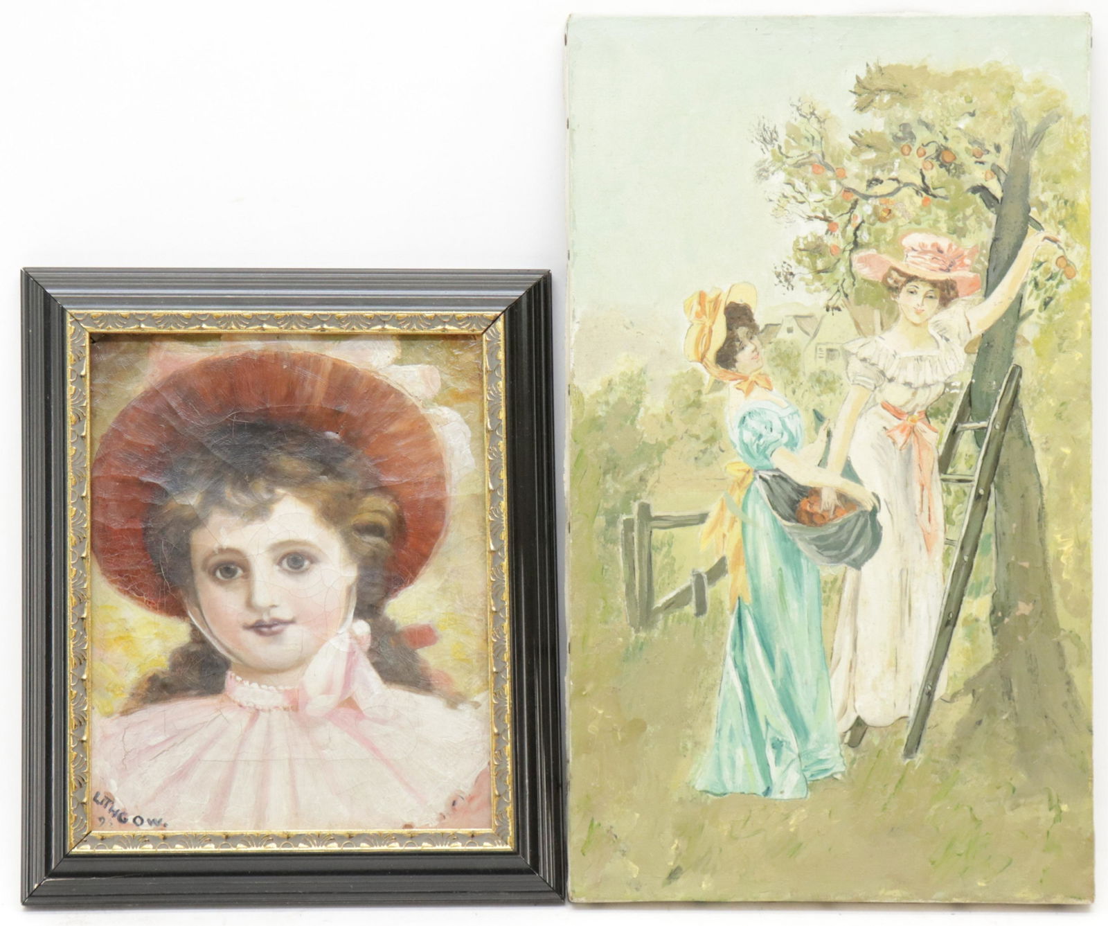 Young Women Wearing Bonnets, 19th/20th C. (1 of 4)