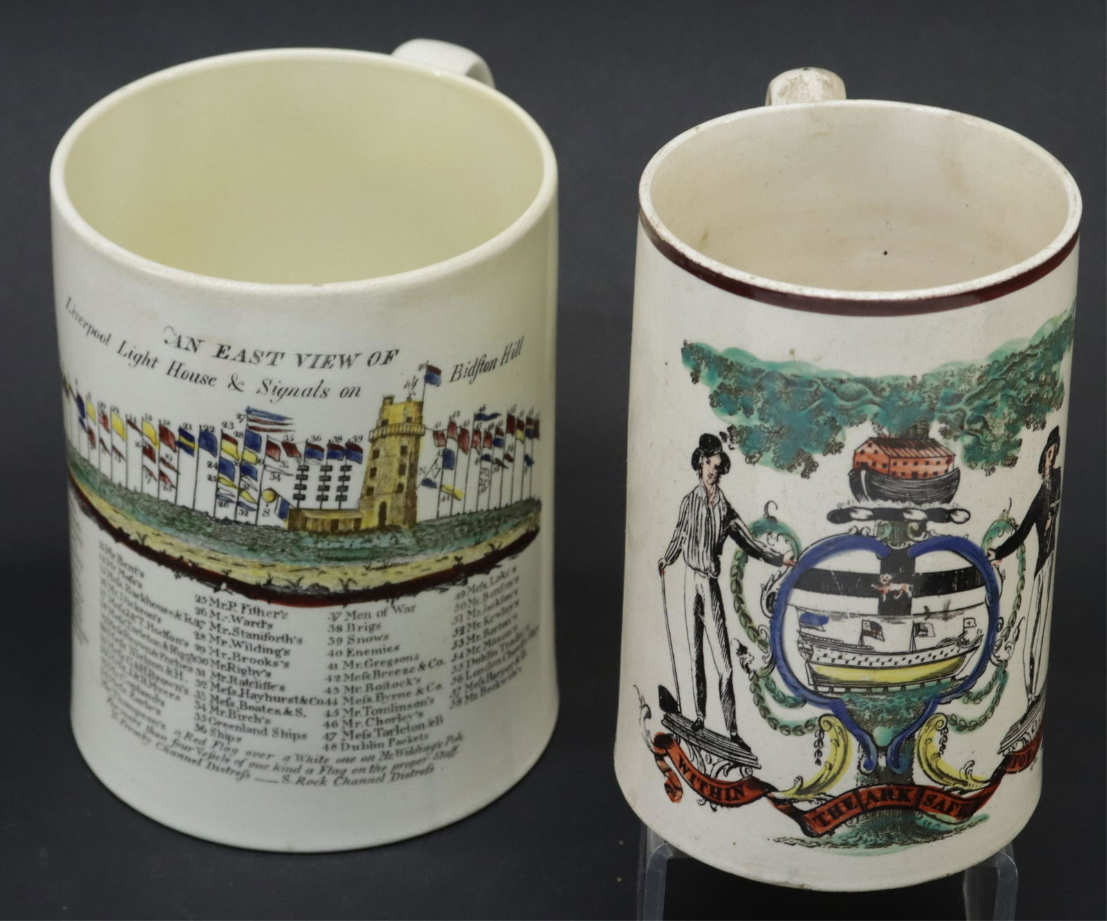 Pair Creamware Mugs, 19th C., Wedgwood (1 of 14)