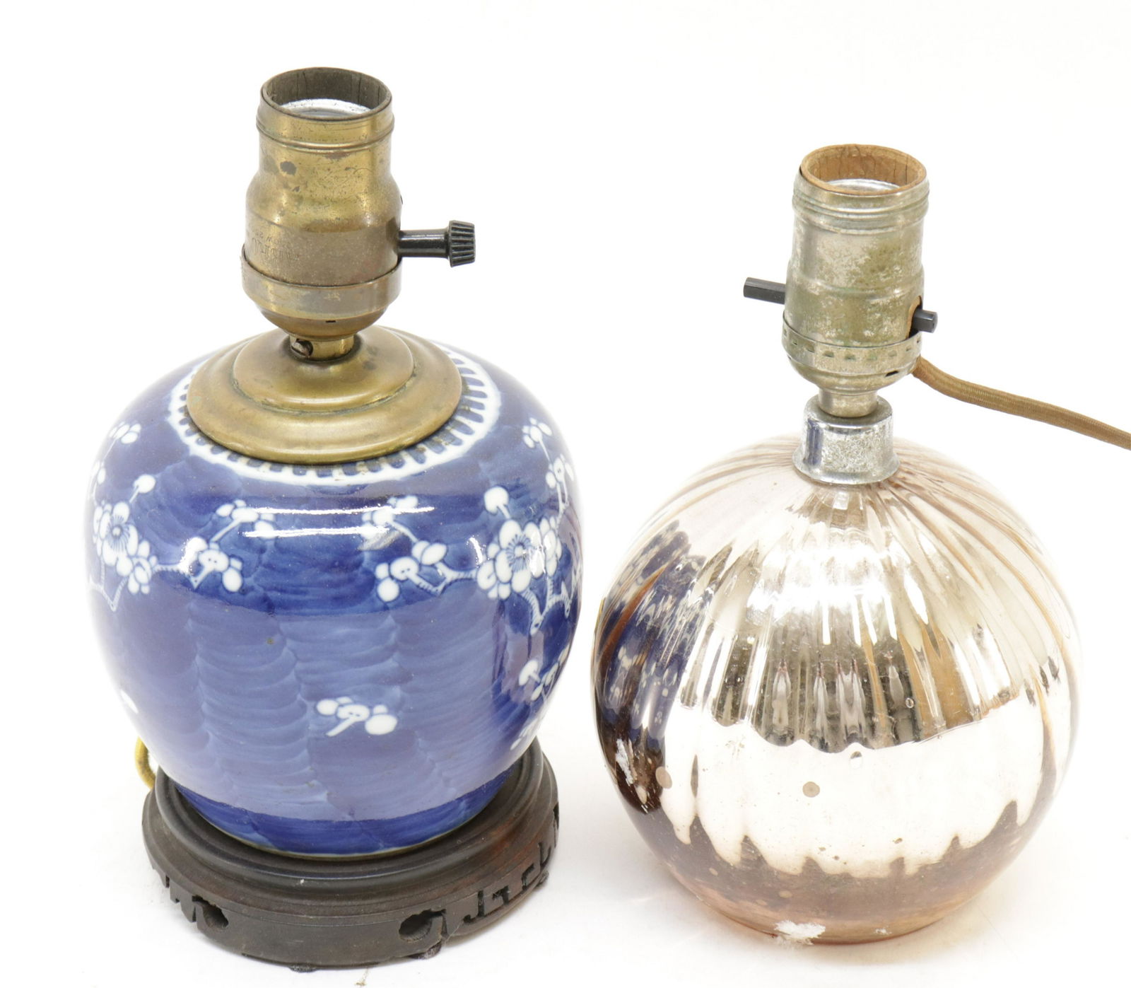 2 Small Table Lamps, Mercury Glass, Asian (1 of 2)