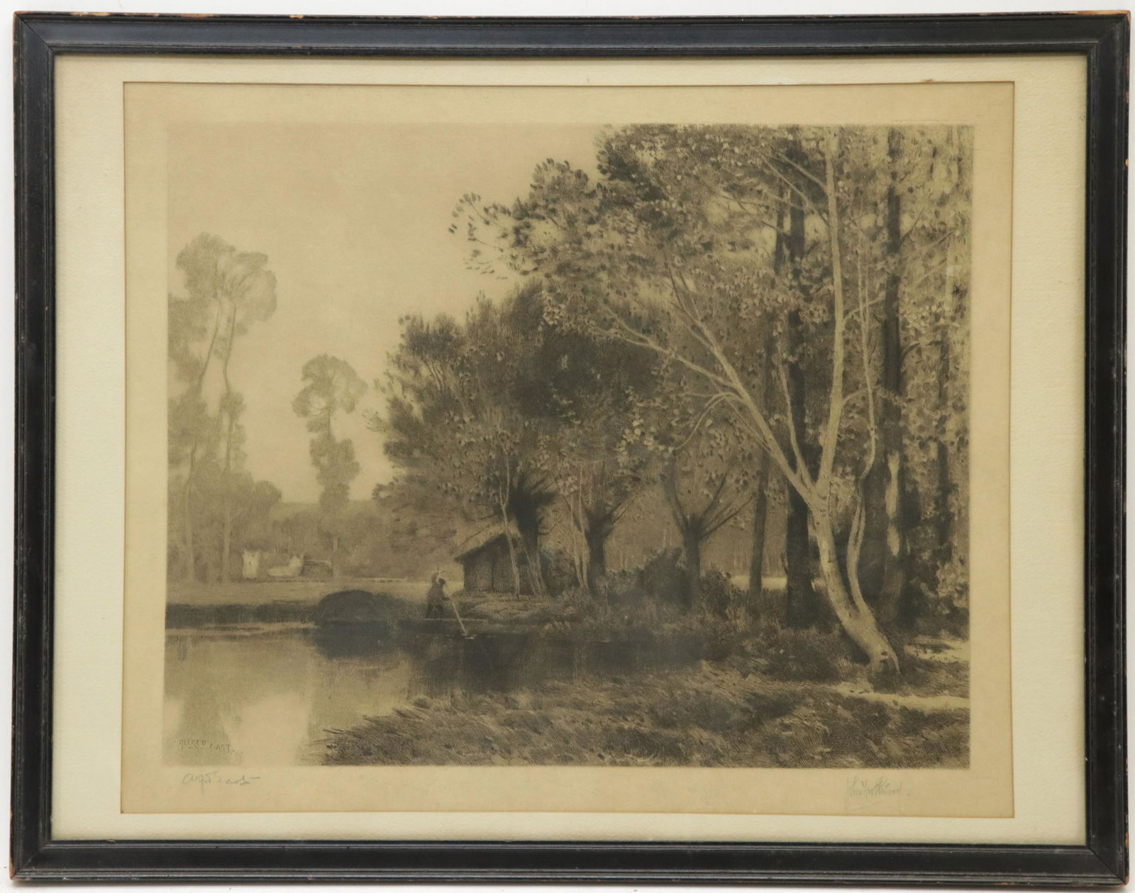 Sir John Alfred East, Pond, signed etching (1 of 3)