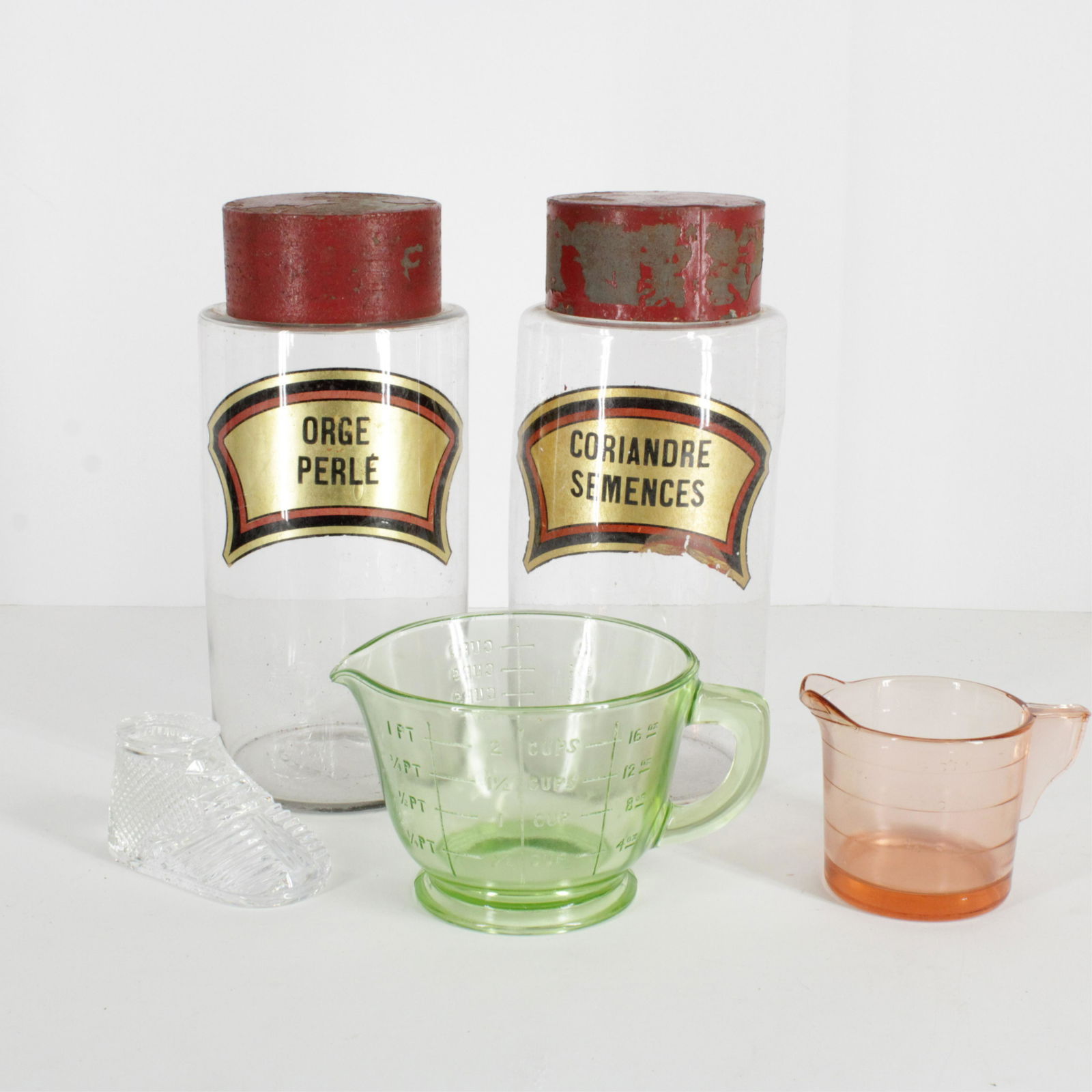 Pair Glass & Tole Apothecary Jars, 19th C. (1 of 2)