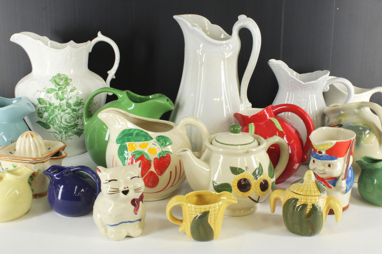 18 Pottery Pitchers & Tea Wares (1 of 3)