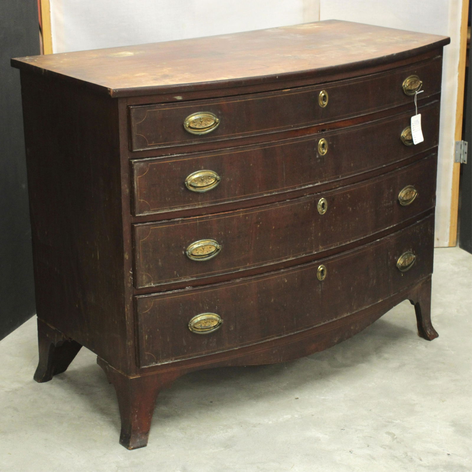 Federal Inlaid Cherry Bow Front Chest, circa 1800 (1 of 3)