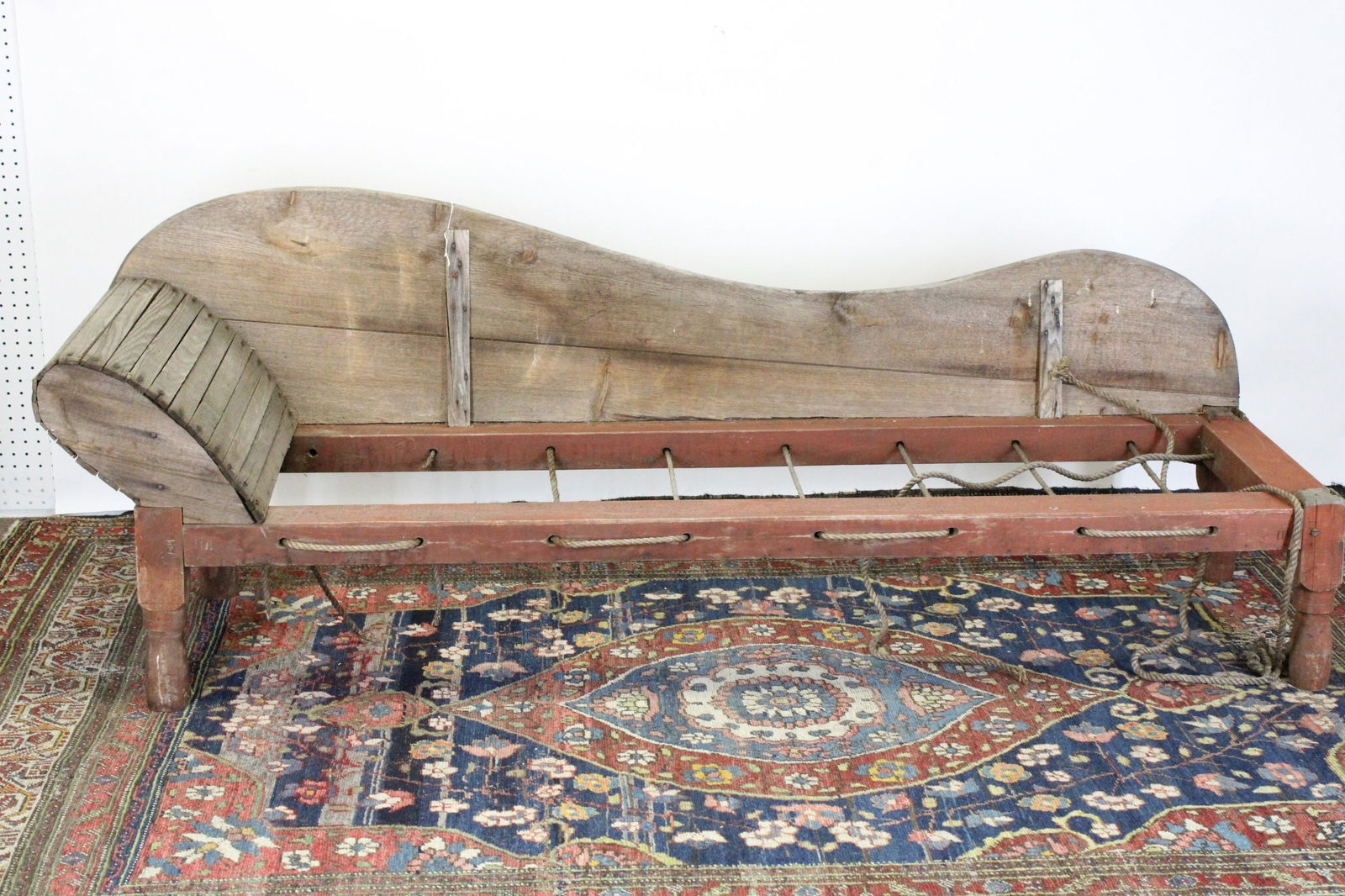 19th C. Wood and Rope Frame Porch Chaise (1 of 4)