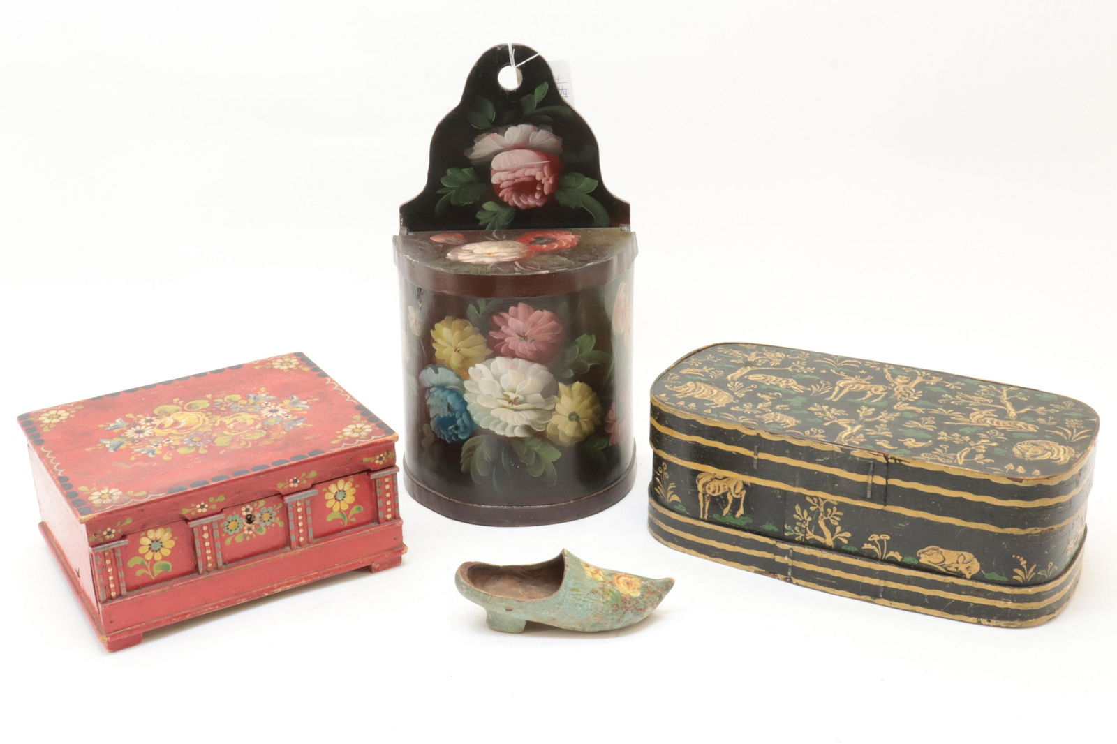 3 Folk Art Boxes & Shoe (1 of 5)