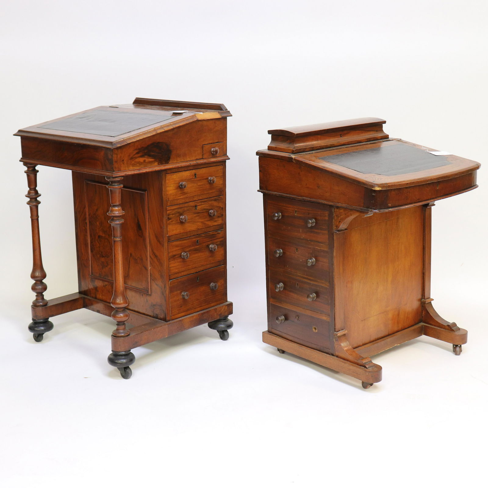 2 Victorian Inlaid Walnut Davenport Desks, 19th C. (1 of 7)