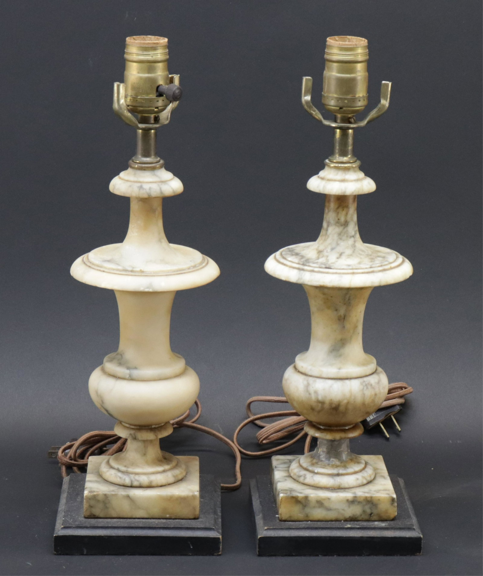 Pair Vintage Soapstone Urn Form Lamps: Pair Vintage Soapstone Urn Form Lamps (TGLI7088/2)(WT) Dimensions: 15" H Overall