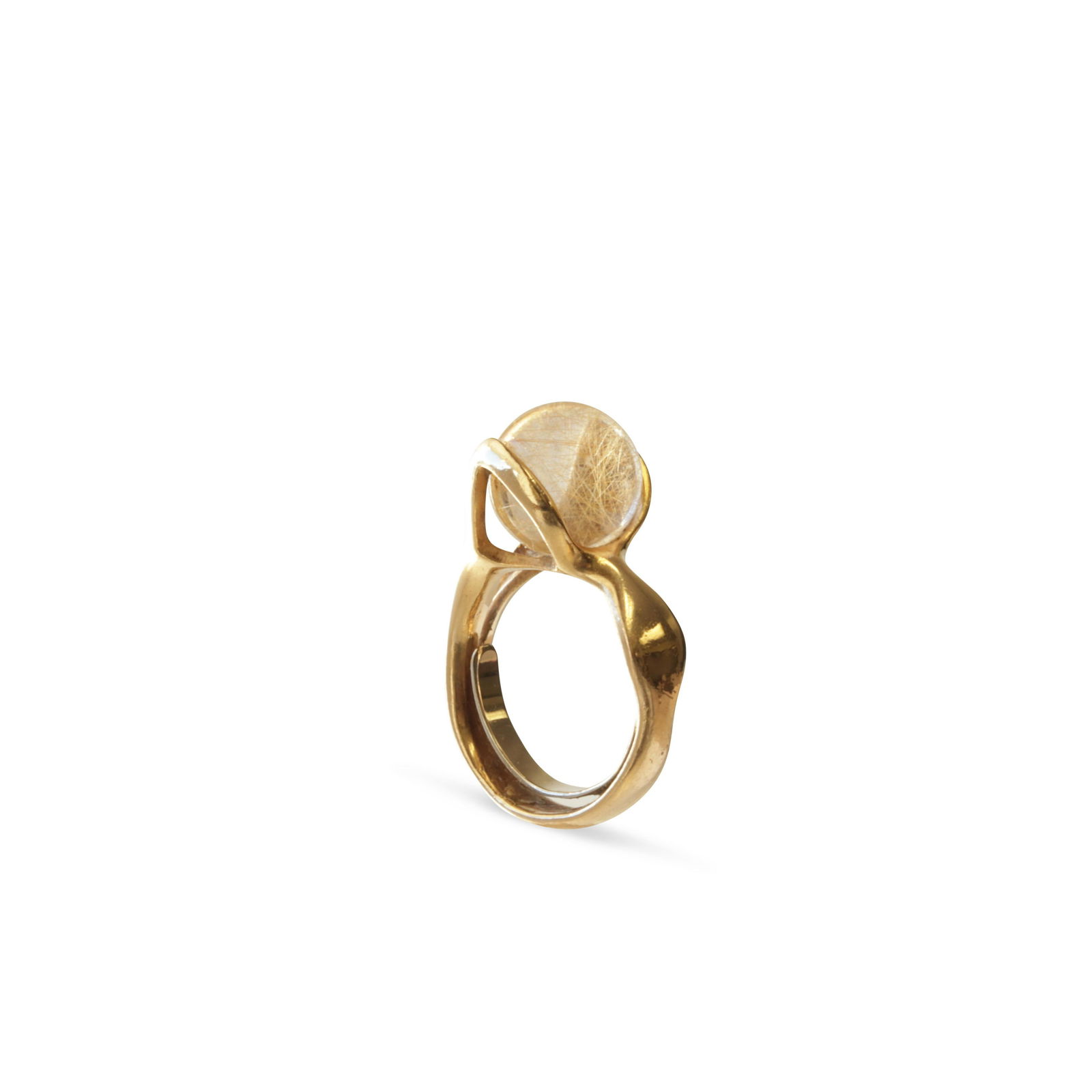 Retro Gold and Rutliated Quartz Ring (1 of 4)