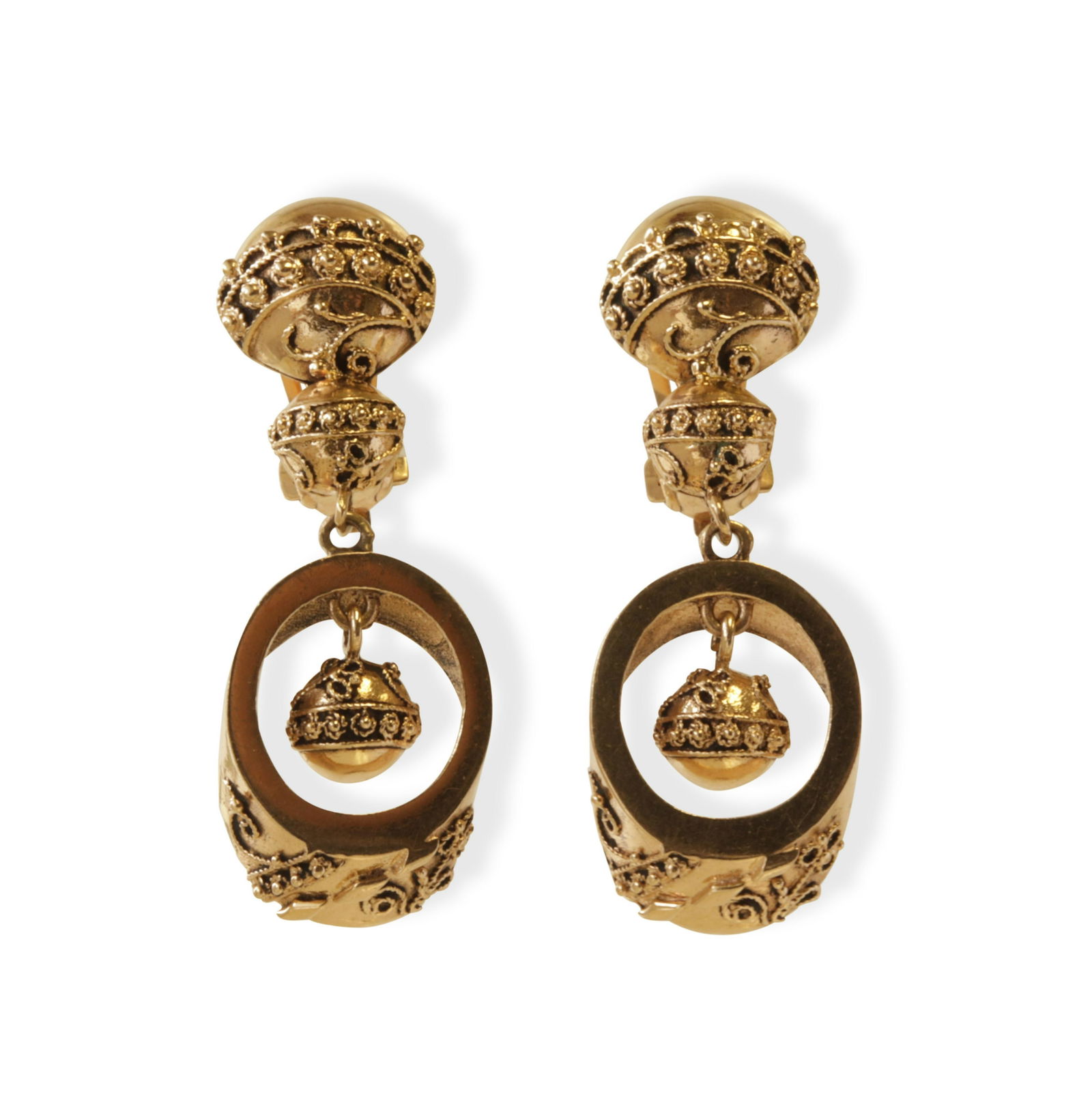 14k Victorian Etruscan Style Gold Drop Earrings (1 of 3)