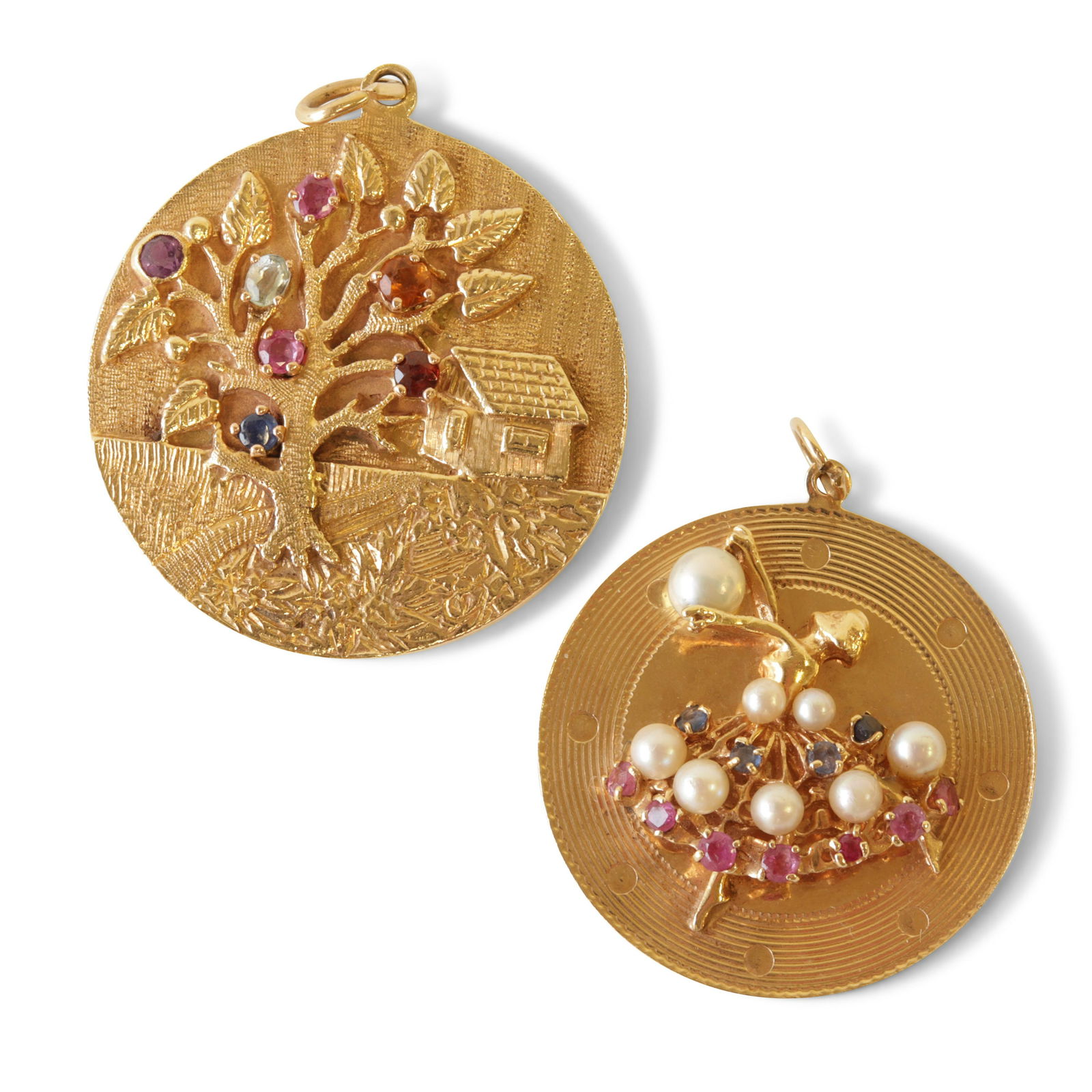 Two 14K Yellow Gold Jeweled Pendants (1 of 7)